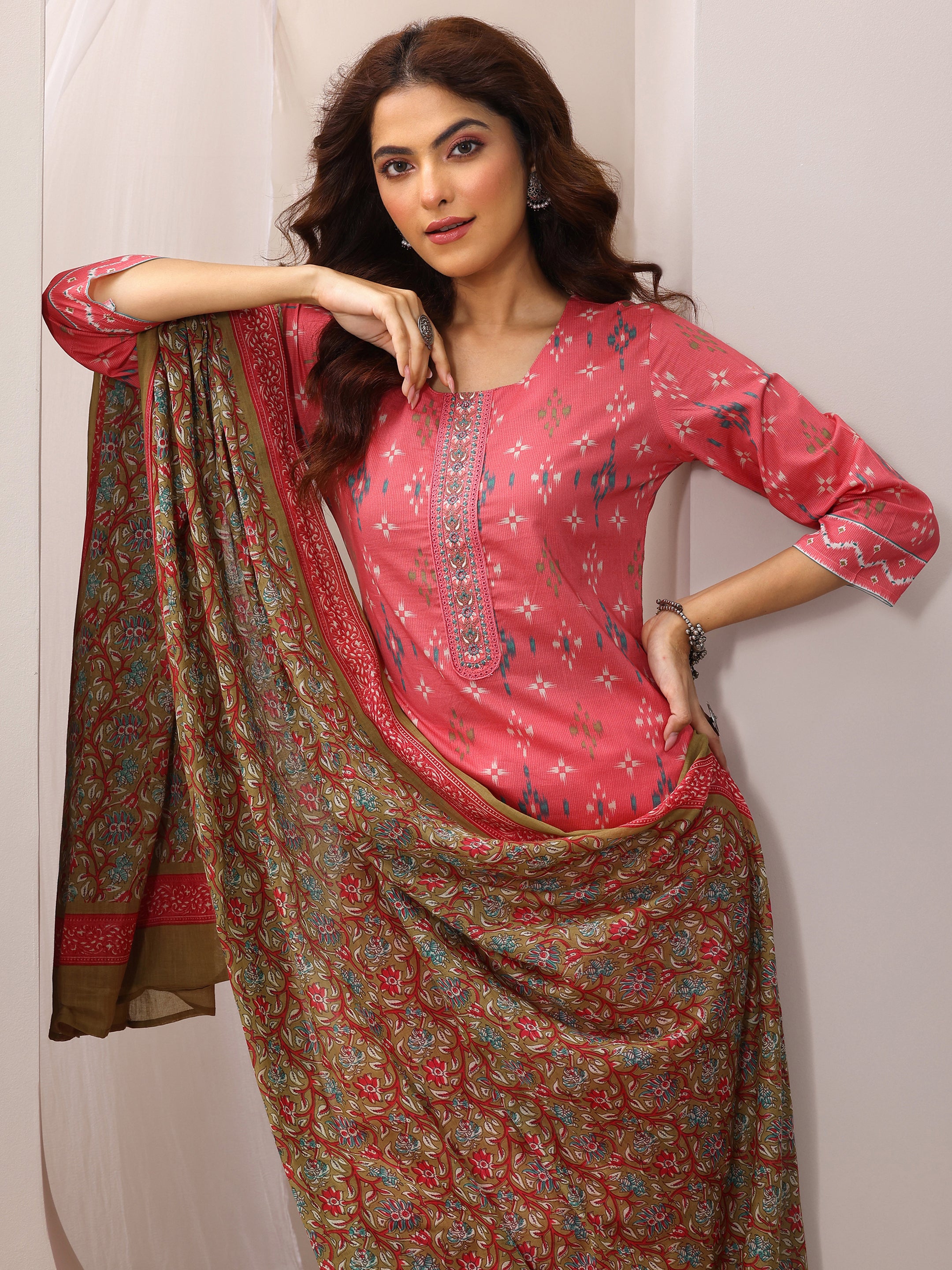 Coral Printed Cotton Straight Suit Set With Dupatta-image-20