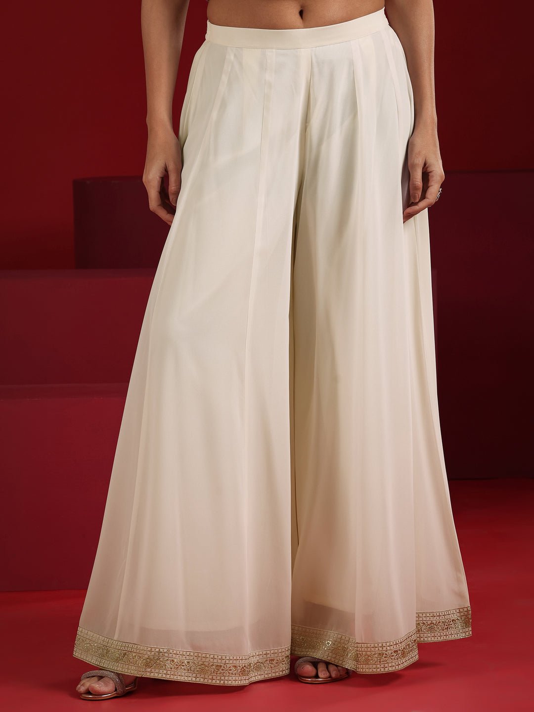  Libas Art Off White Embroidered Silk Blend Anarkali Suit Set With Dupatta 
