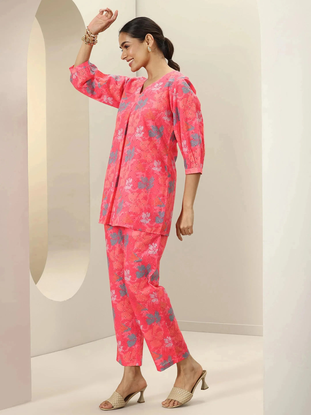  Coral Printed Cotton Co-Ord Sets 
