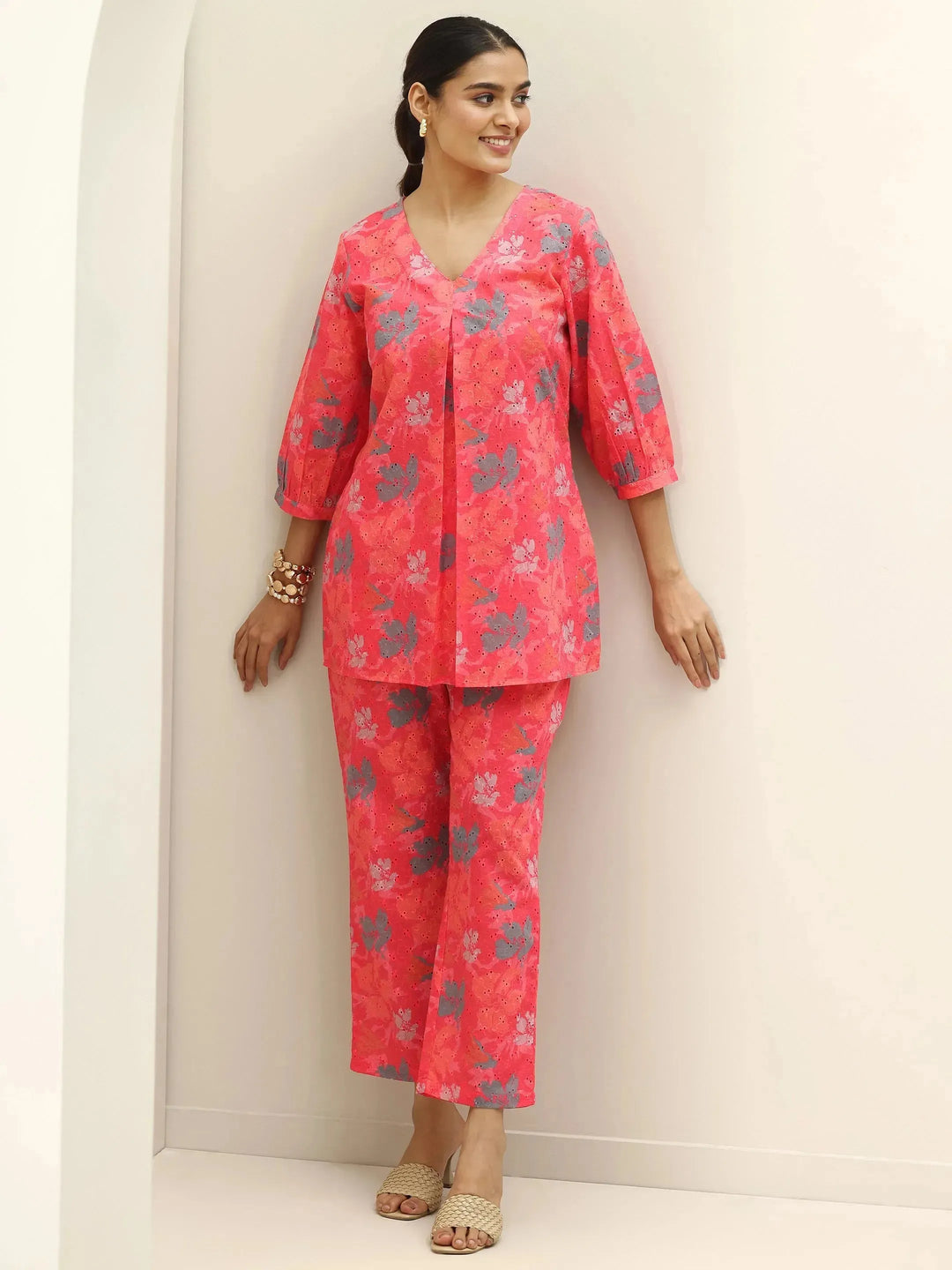 Coral Printed Cotton Co-Ord Sets 