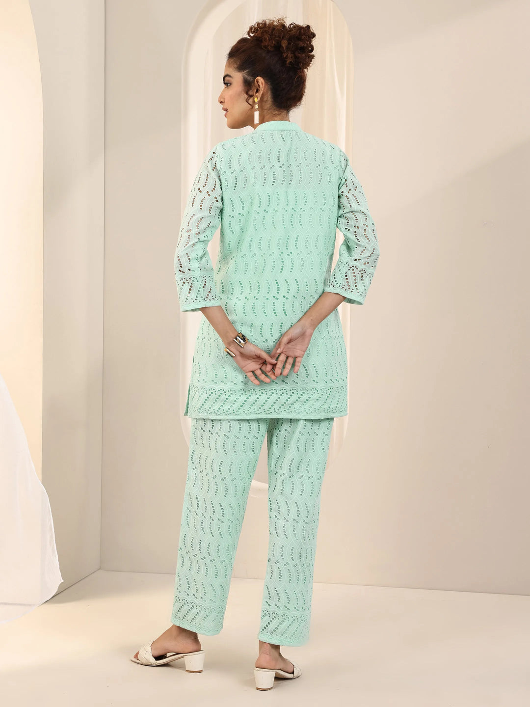  Green Self Design Cotton Co-Ord Sets 