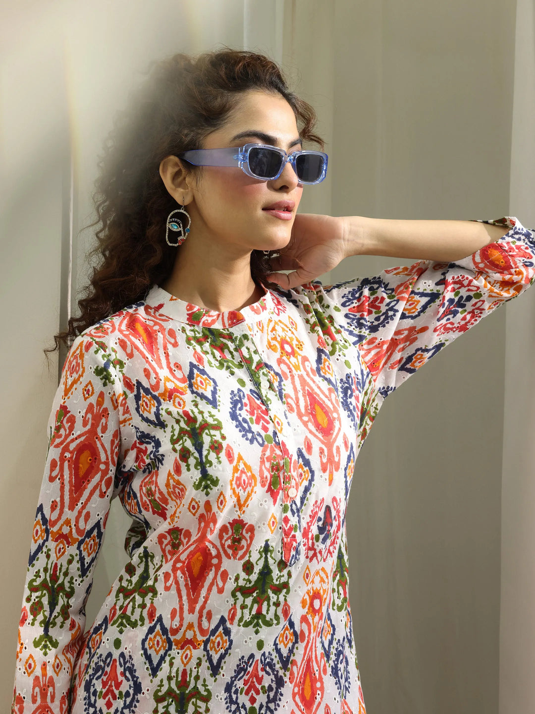  Multi Printed Cotton Straight Kurta Set 