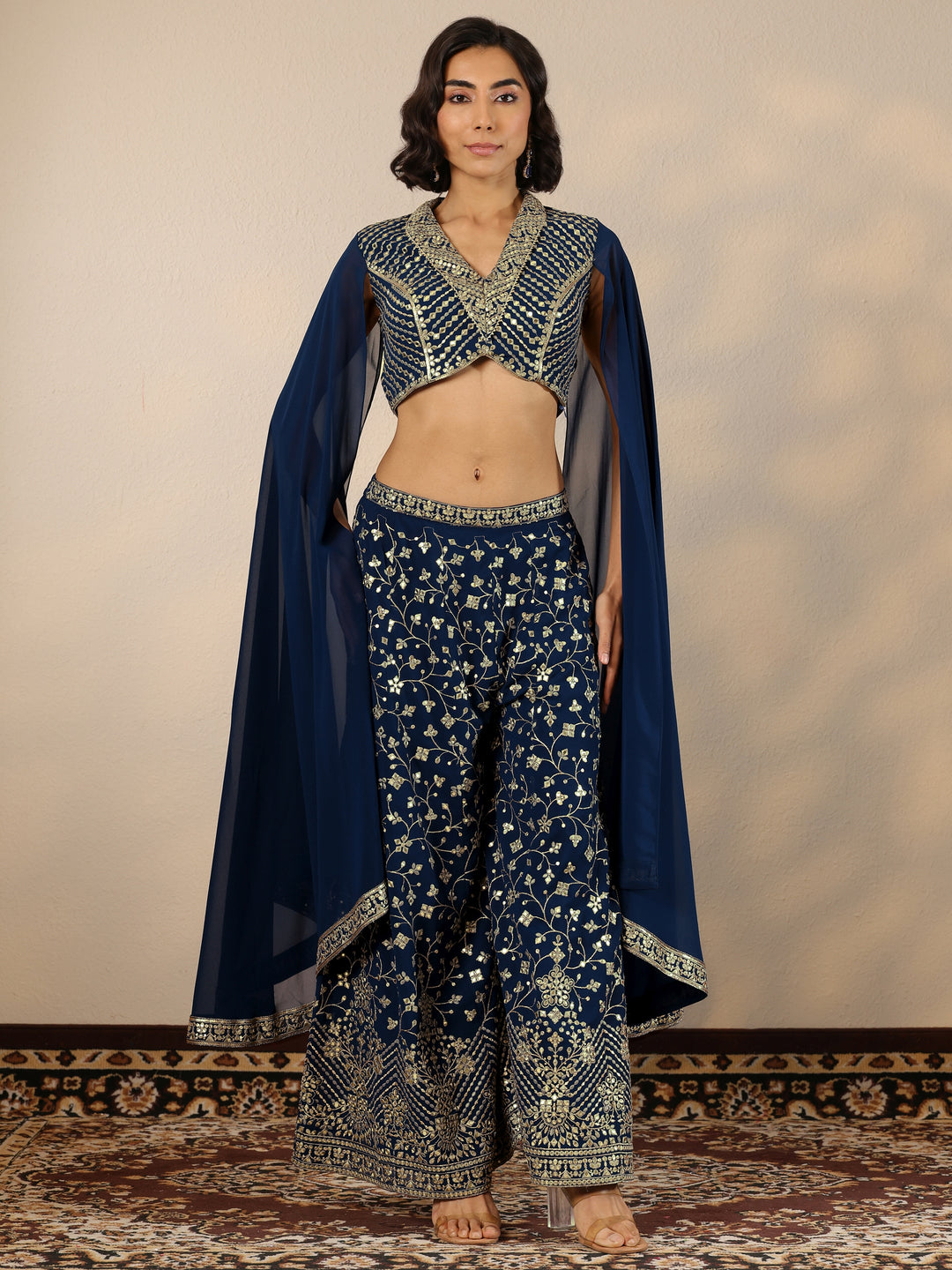  Libas Art Blue Embellished Georgette Co-Ord Sets 