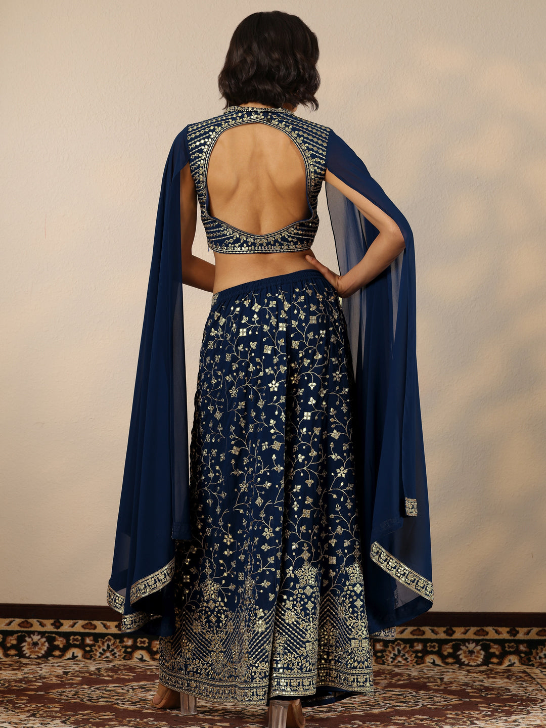  Libas Art Blue Embellished Georgette Co-Ord Sets 