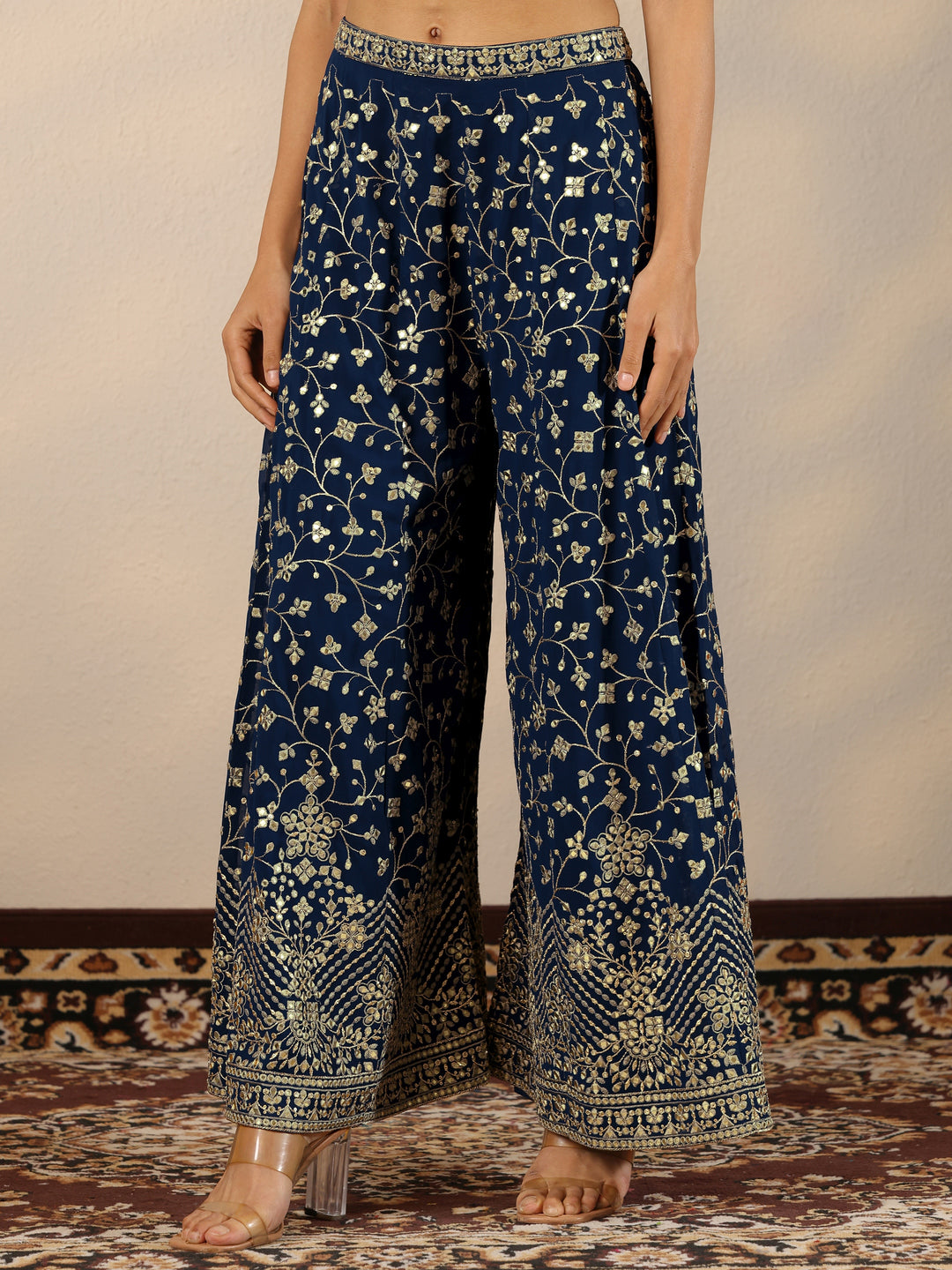  Libas Art Blue Embellished Georgette Co-Ord Sets 