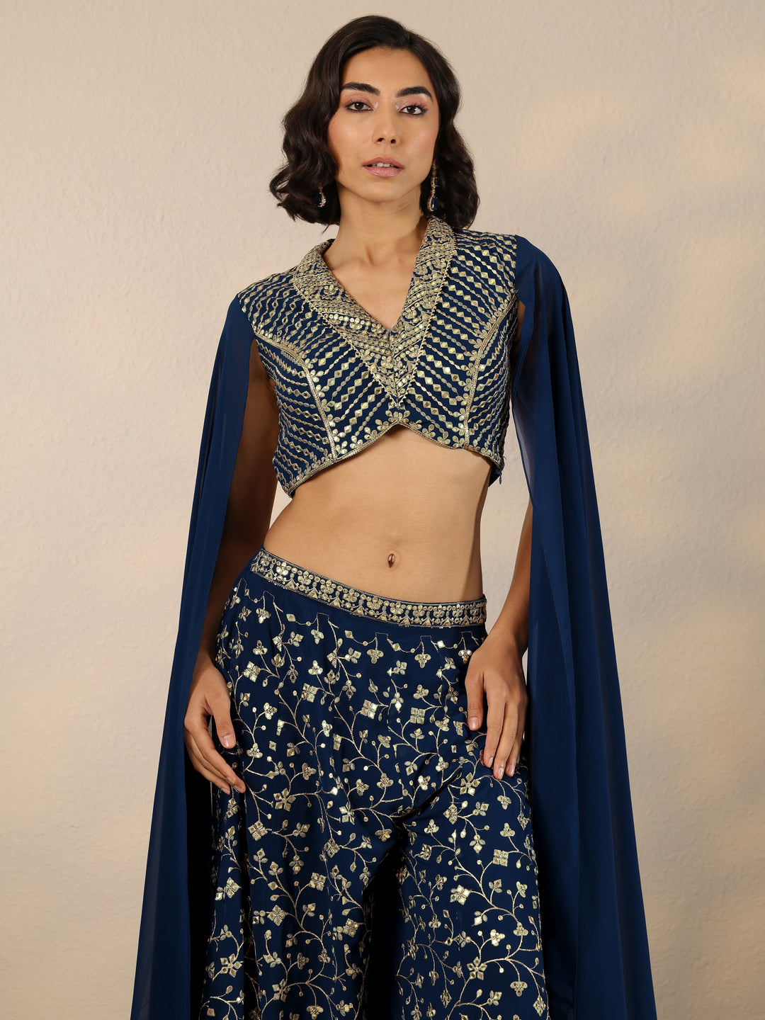  Libas Art Blue Embellished Georgette Co-Ord Sets 