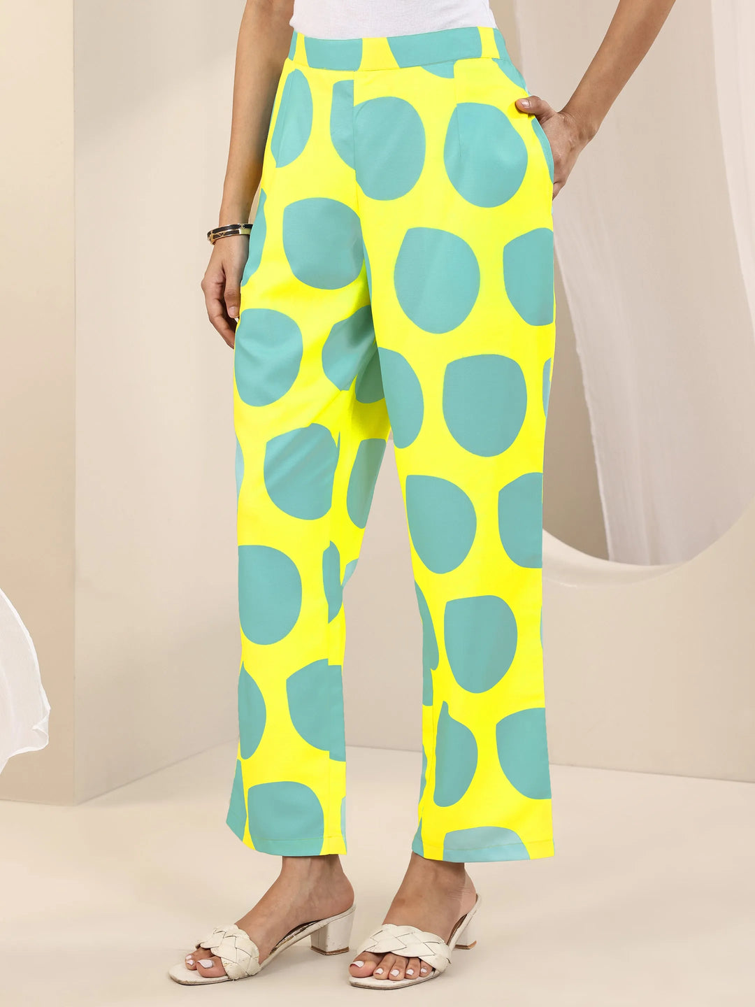  Yellow Printed Rayon Straight Kurta Set 