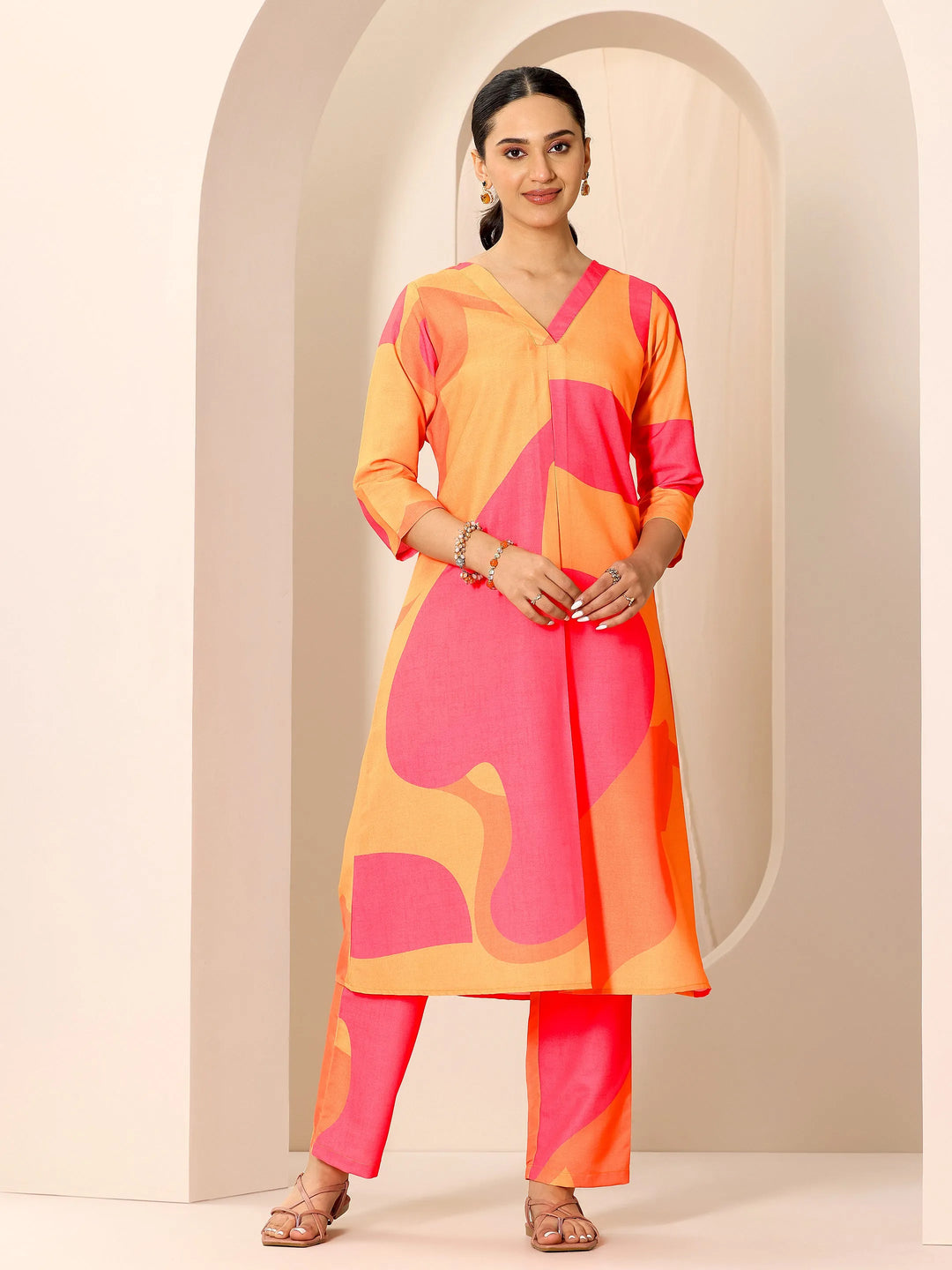  Multi Printed Rayon Straight Kurta Set 