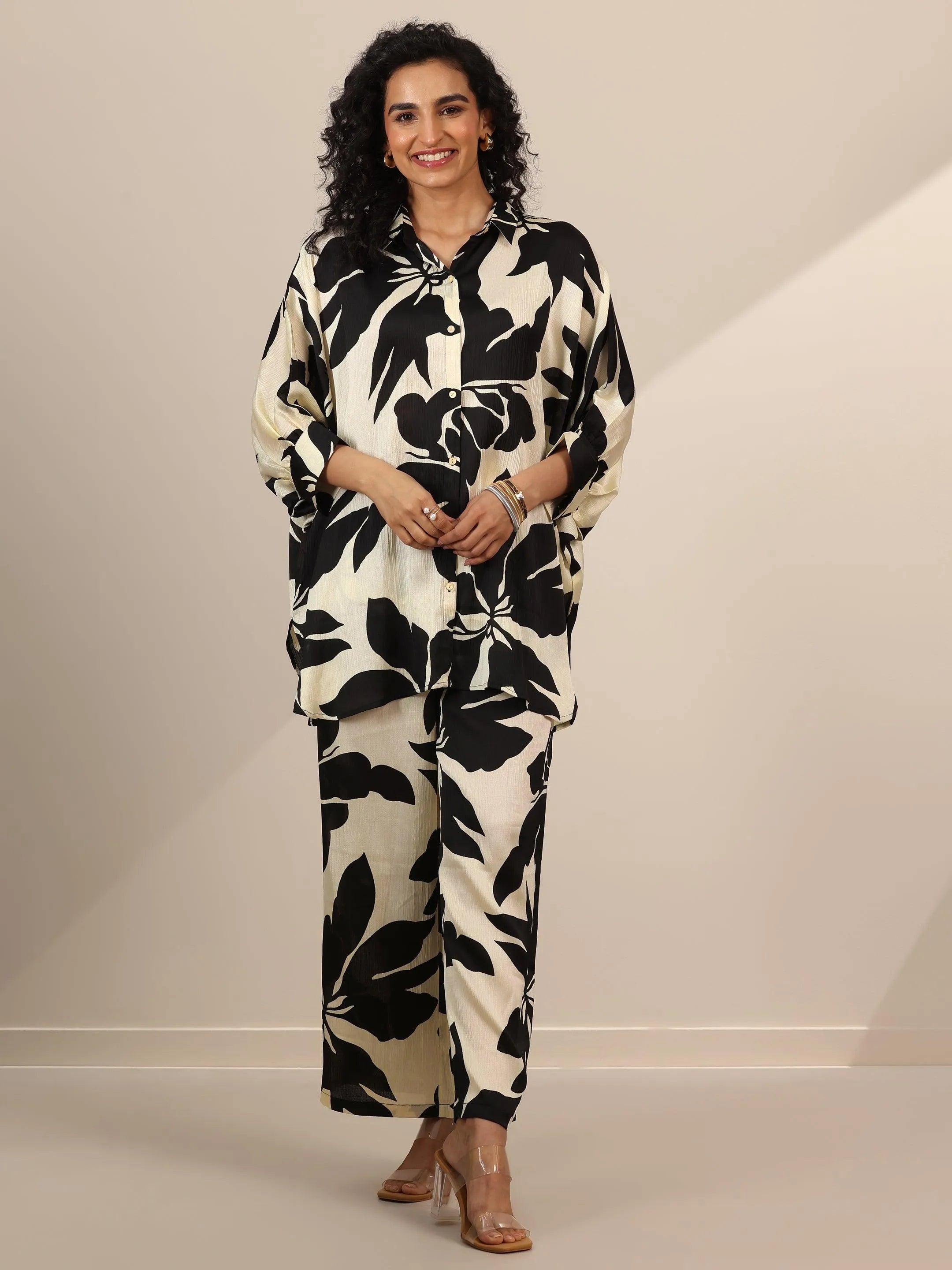 libas Off White Printed Silk Blend Co-Ord Sets-picture-41