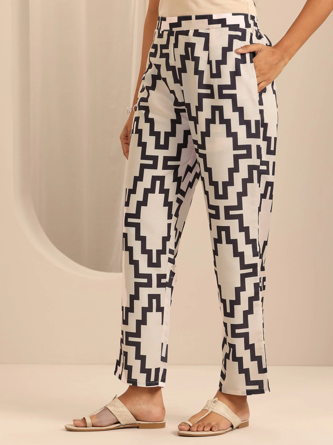 White Printed Viscose Rayon Co-Ord Set