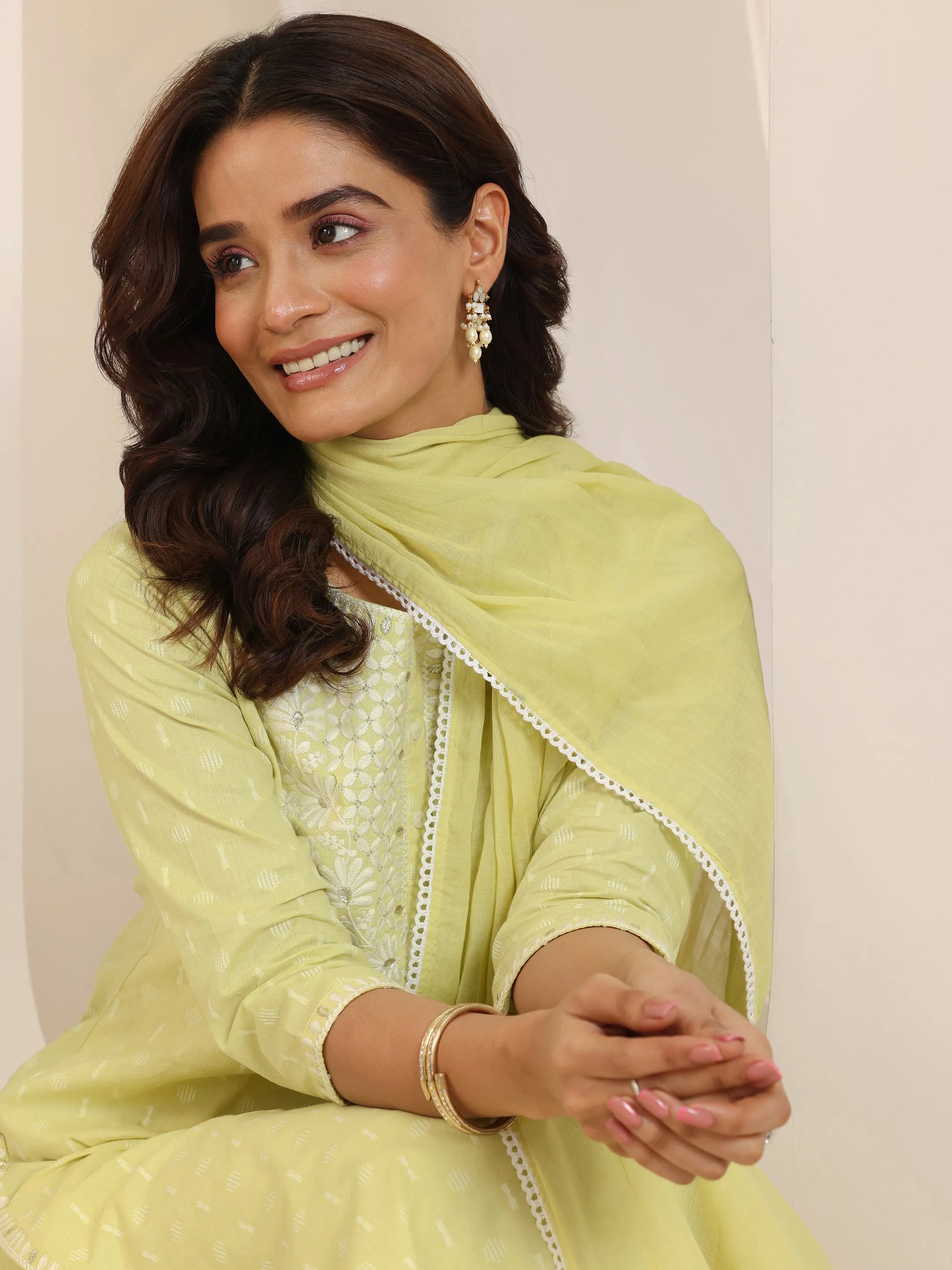 libas Lime Green Embroidered Cotton Straight Suit Set With Dupatta-picture-20