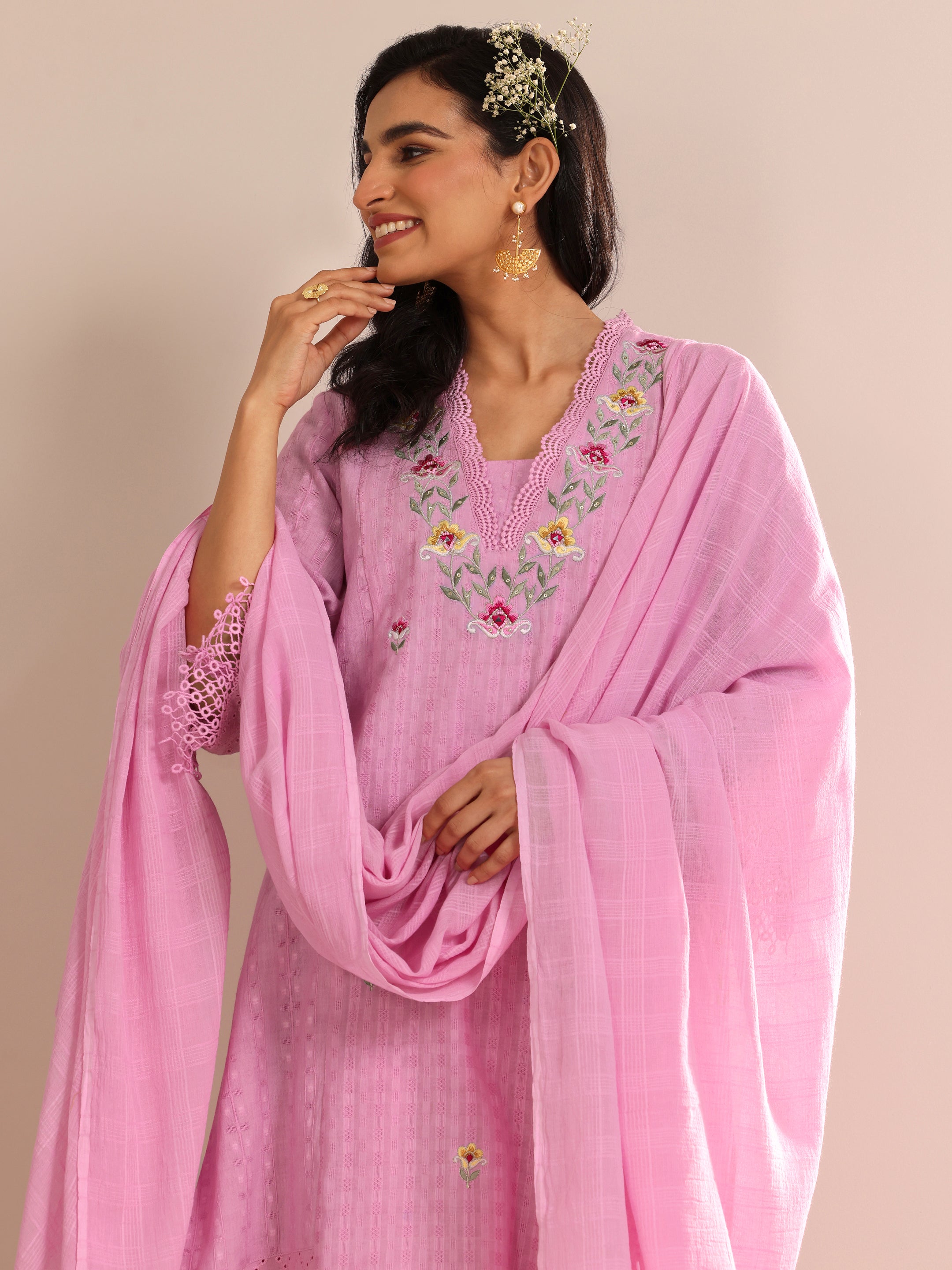 libas Lavender Embroidered Cotton Straight Suit Set With Dupatta-picture-28