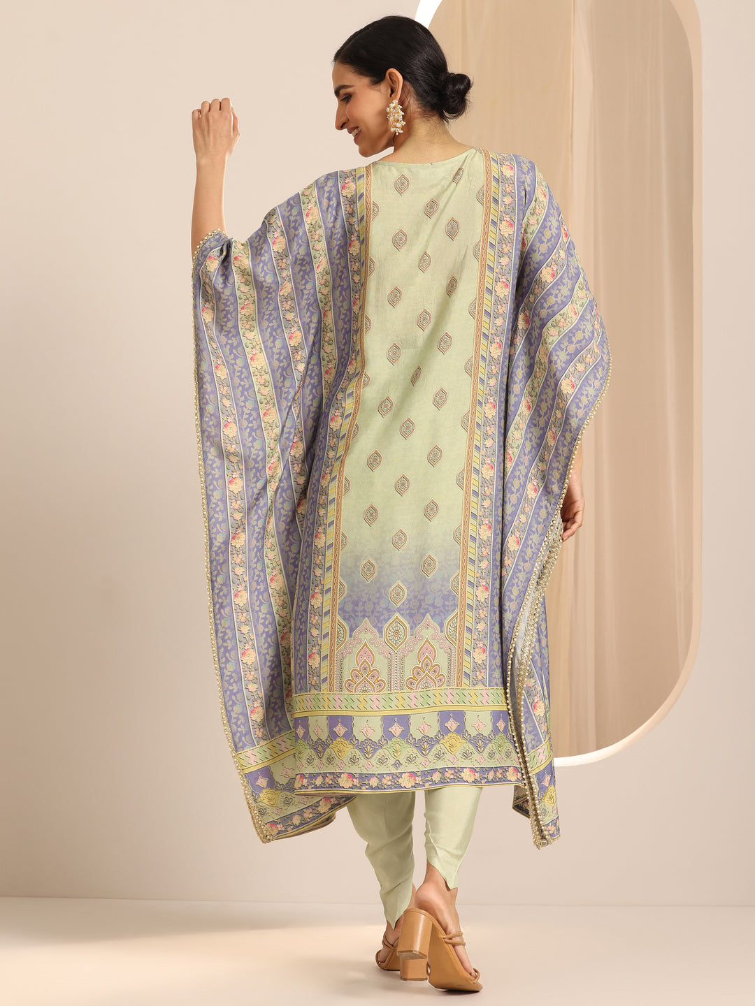  Multi Printed Muslin A-Line Kurta Set 