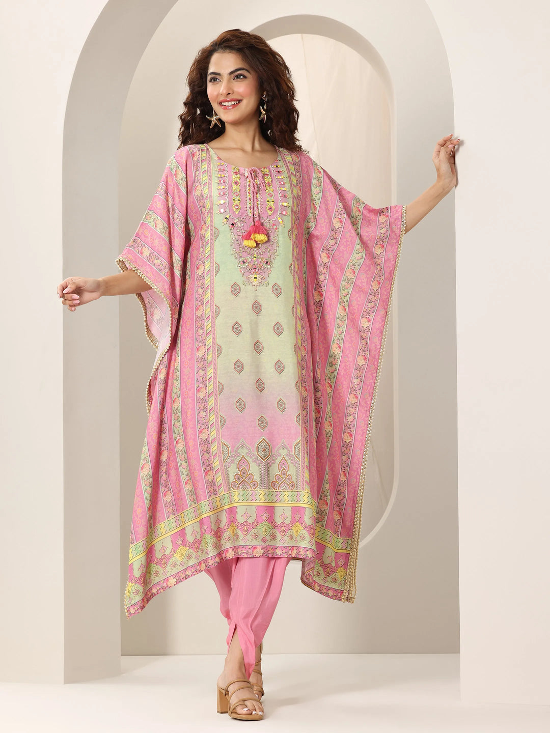  Multi Printed Muslin A-Line Kurta Set 