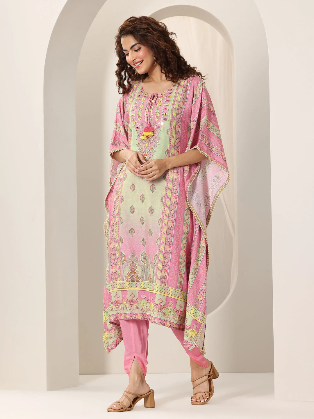  Multi Printed Muslin A-Line Kurta Set 