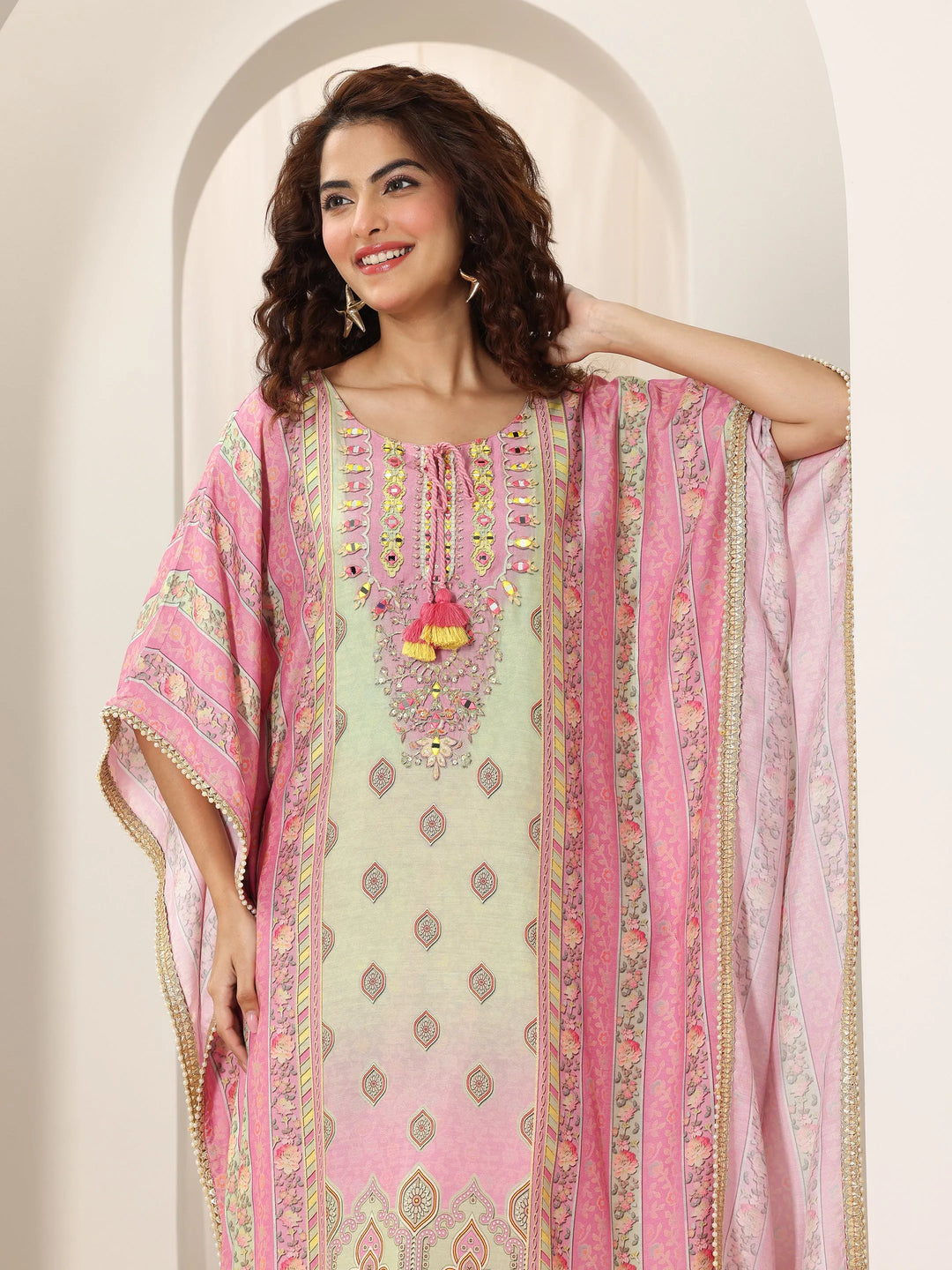 Multi Printed Muslin A-Line Kurta Set