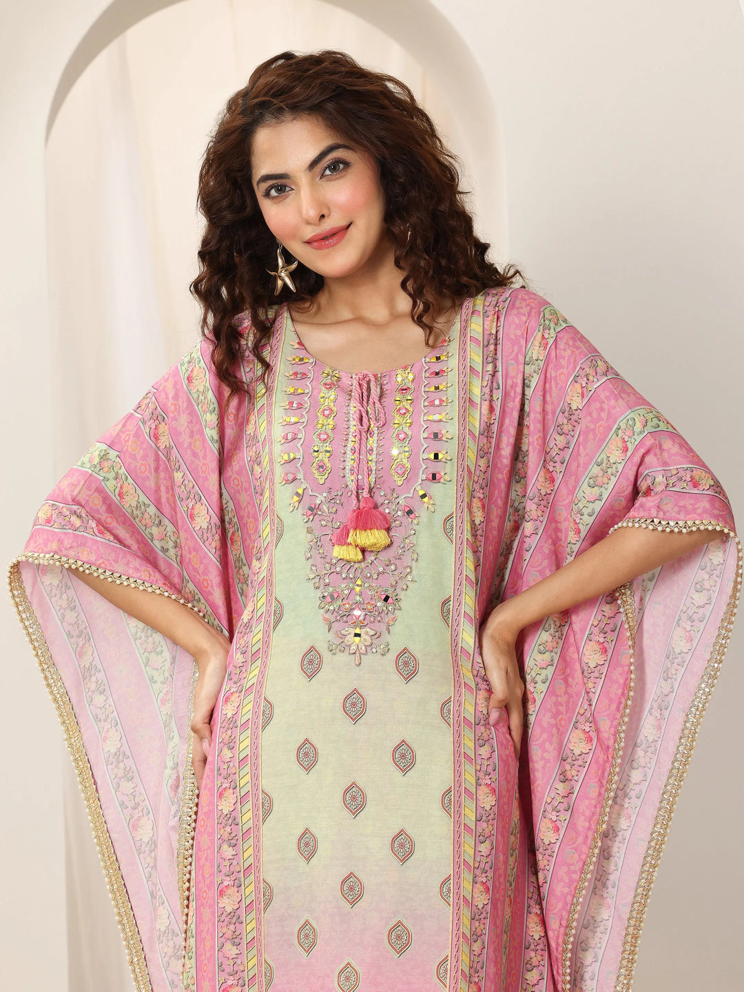  Multi Printed Muslin A-Line Kurta Set 