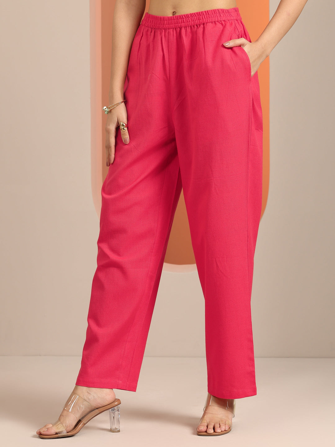  Coral Embroidered Cotton Straight Suit Set With Dupatta 