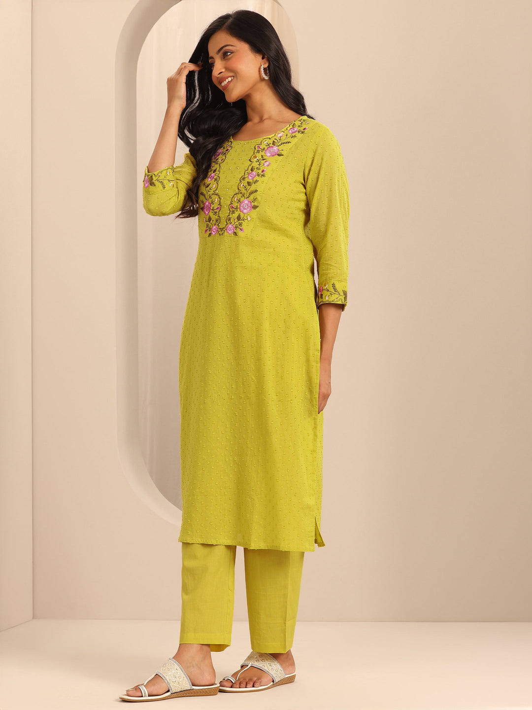  Yellow Yoke Design Cotton Straight Suit Set With Dupatta 