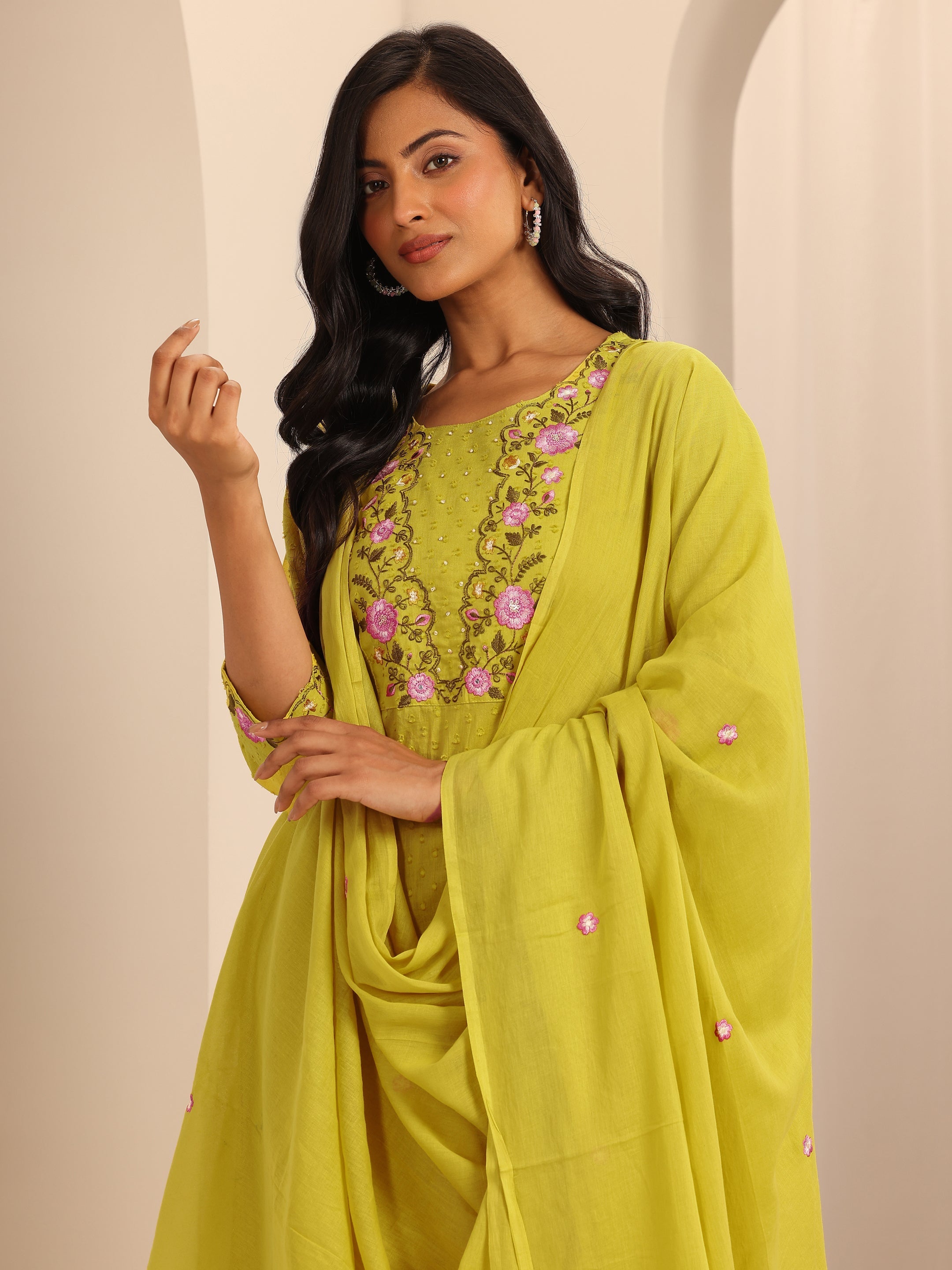 libas Yellow Yoke Design Cotton Straight Suit Set With Dupatta-picture-63