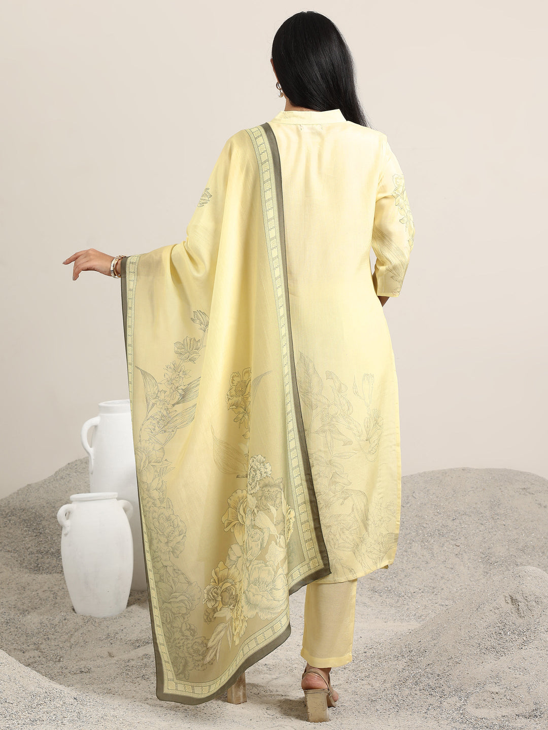  Off White Printed Silk Blend Straight Suit With Dupatta 