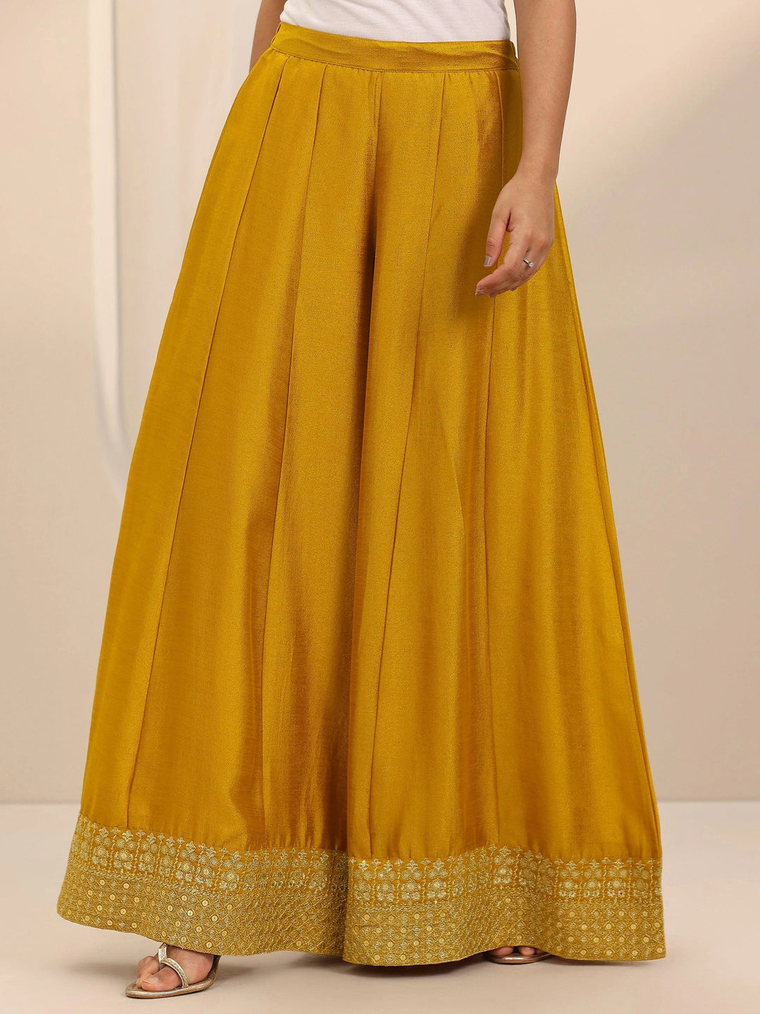  Mustard Embellished Silk Blend Straight Suit Set With Dupatta 