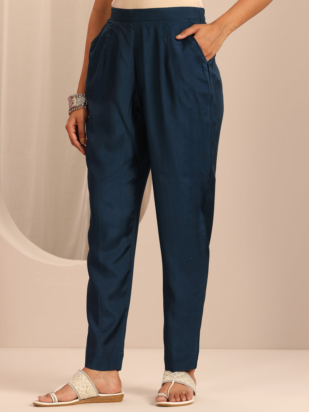  Navy Blue Printed Muslin Straight Suit Set With Dupatta 