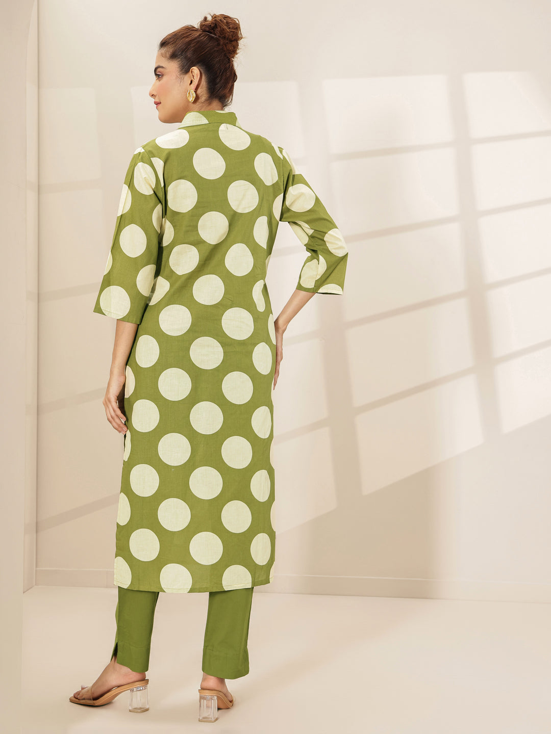  Green  Printed Cotton Straight Kurta Set 