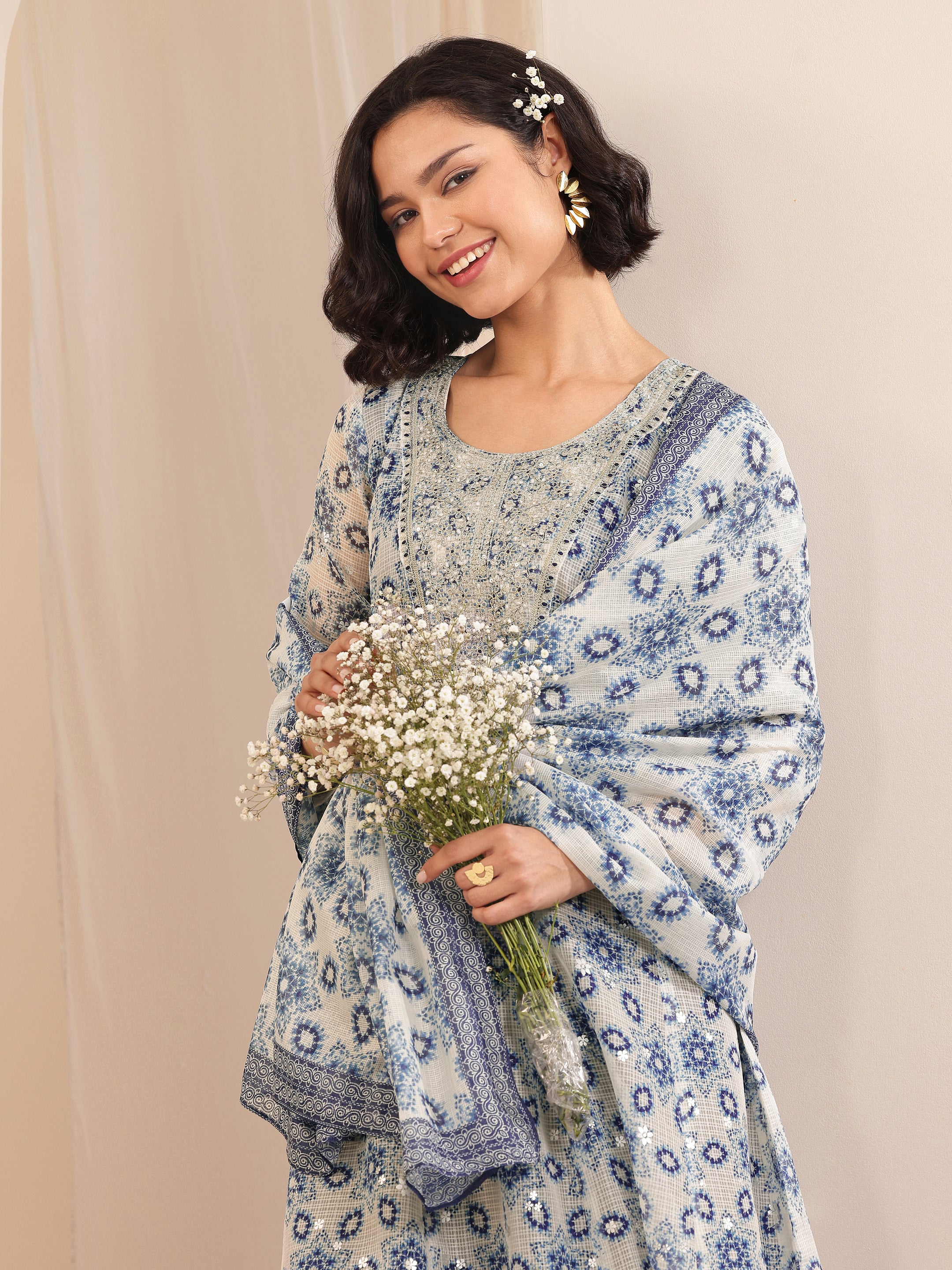 libas Indigo Printed Silk Blend A-line Suit Sets With Dupatta-picture-28