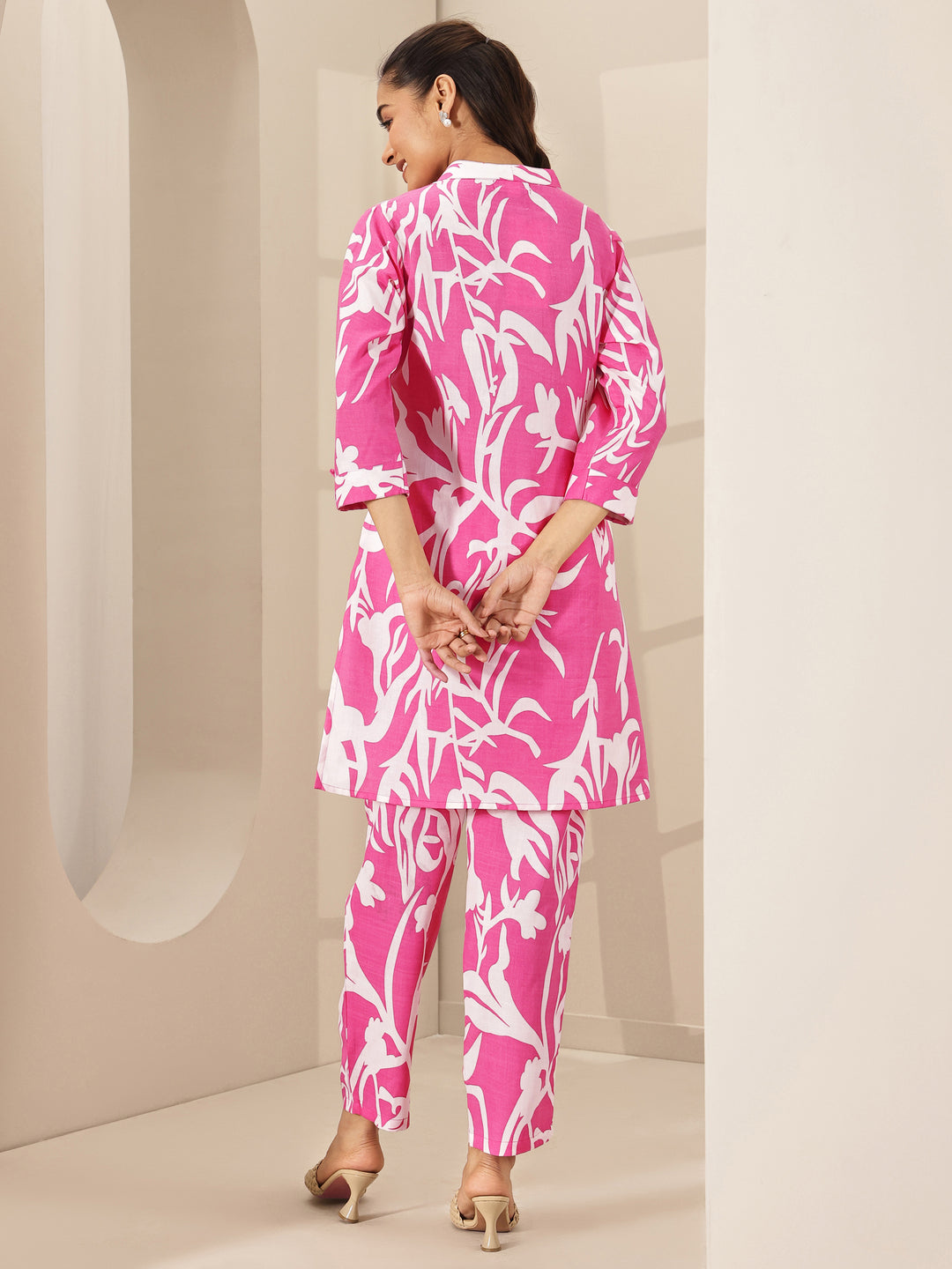  Pink Printed Cotton Blend Co-Ord Sets 