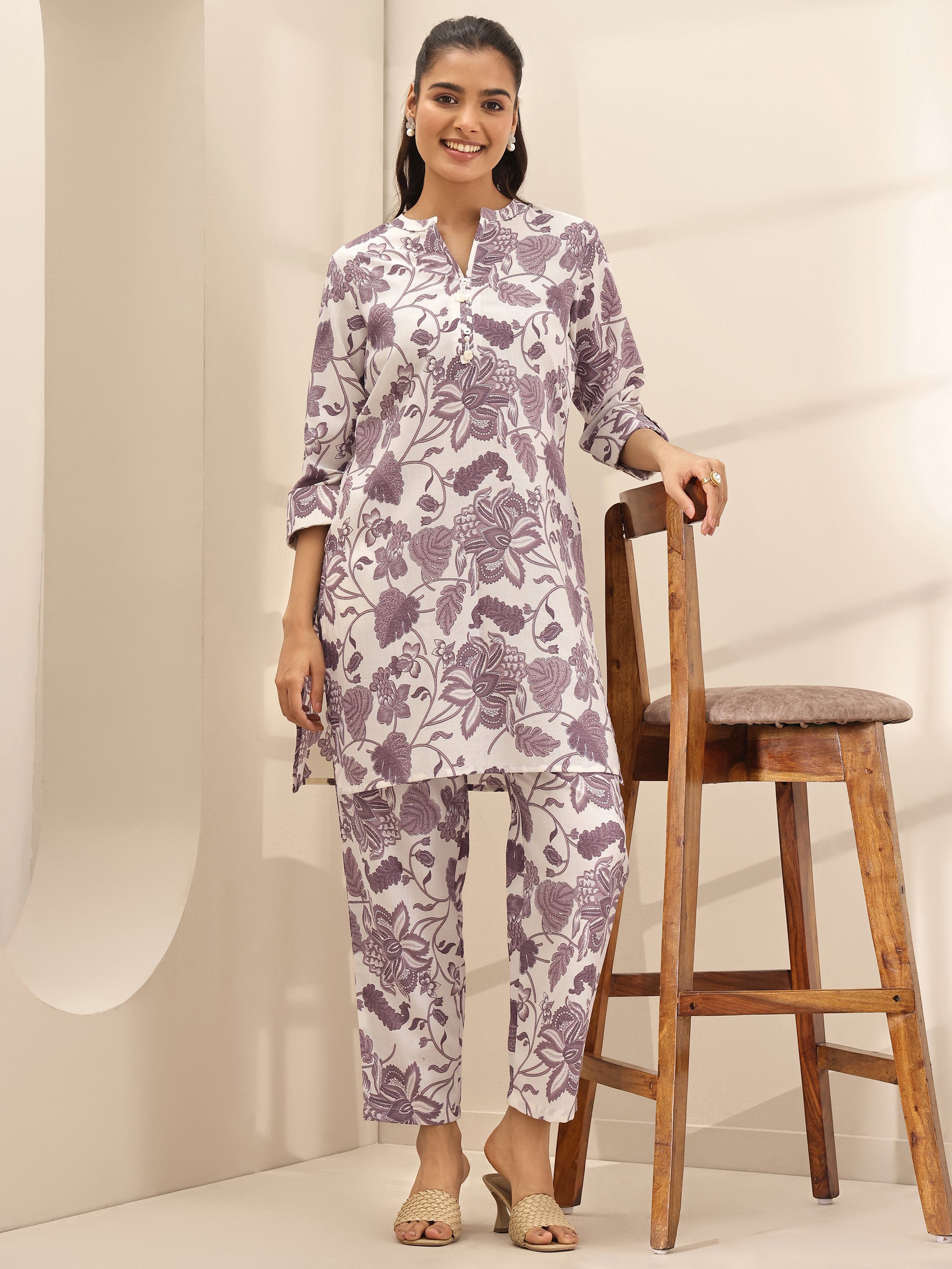 libas Off White Printed Cotton Blend Co-Ord Sets-picture-43