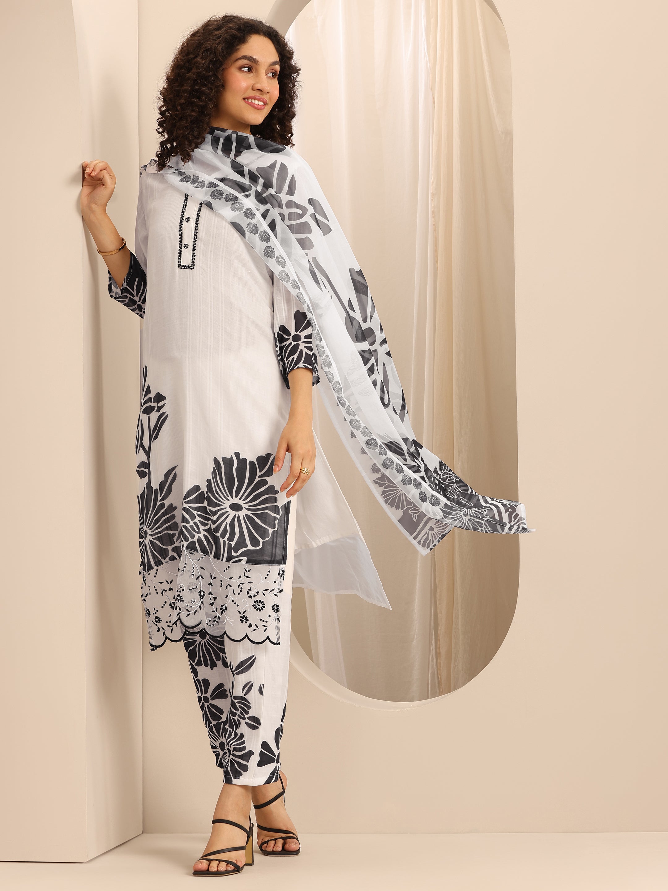 libas White Printed Cotton Blend Straight Suit Set With Dupatta-picture-39