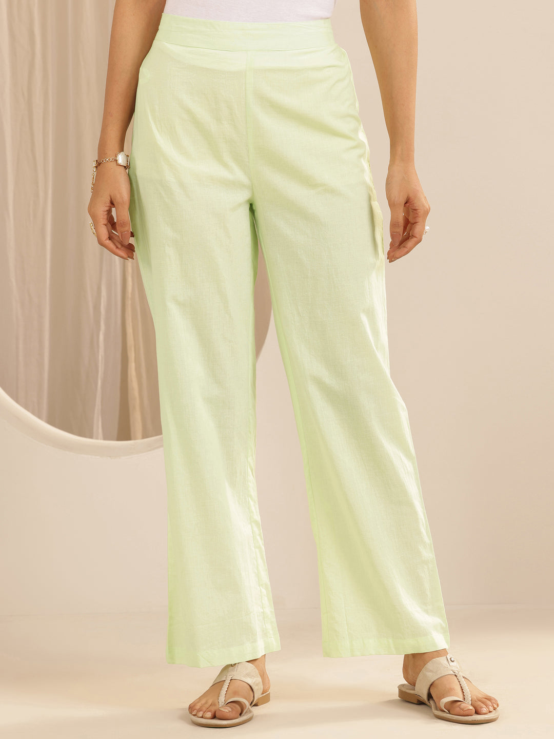  Green Printed Cotton Straight Suit Set With Dupatta 