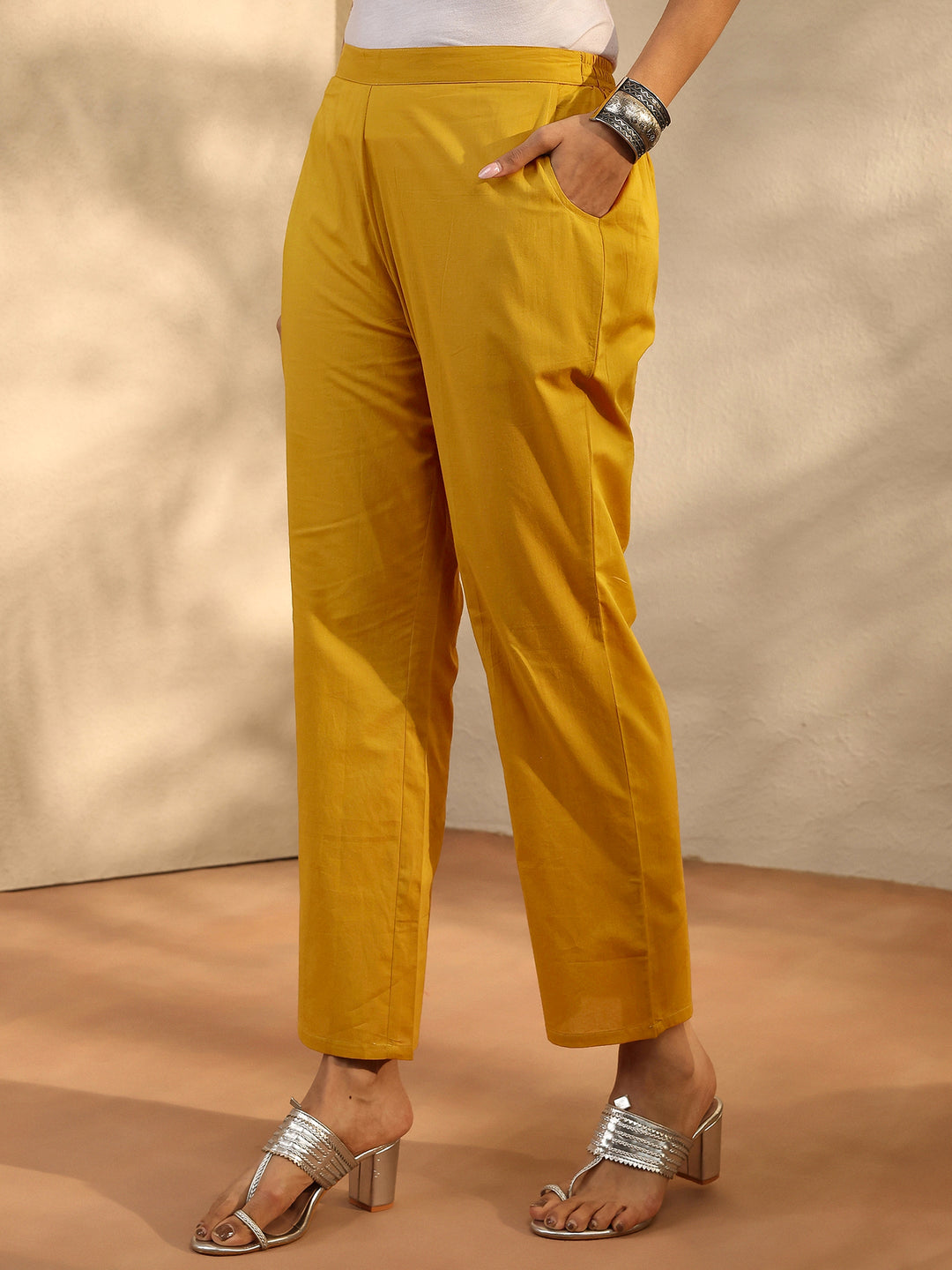  Mustard Printed Cotton Straight Suit Set With Dupatta 