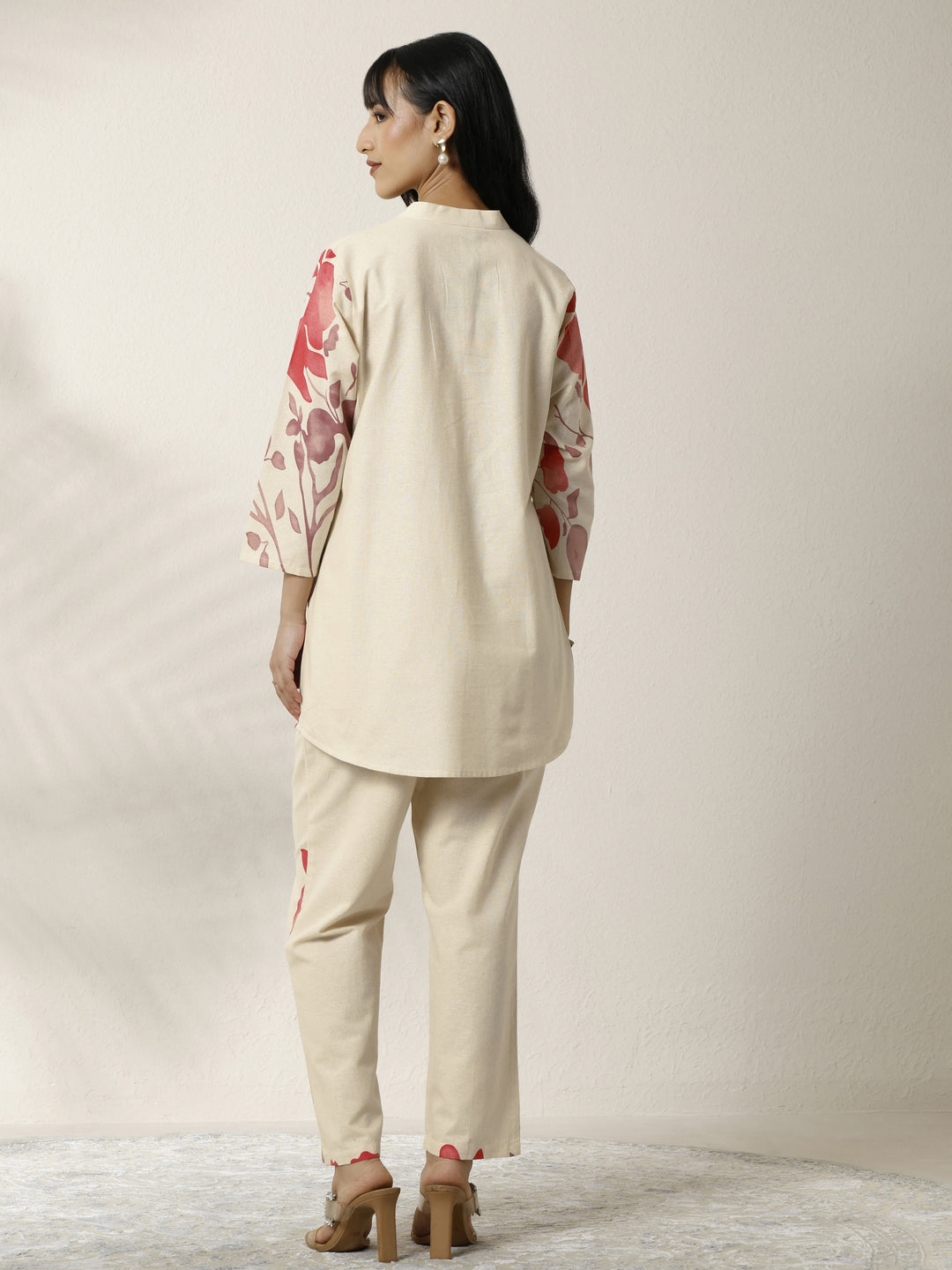  Off White Printed Cotton Blend Co-Ord Set 