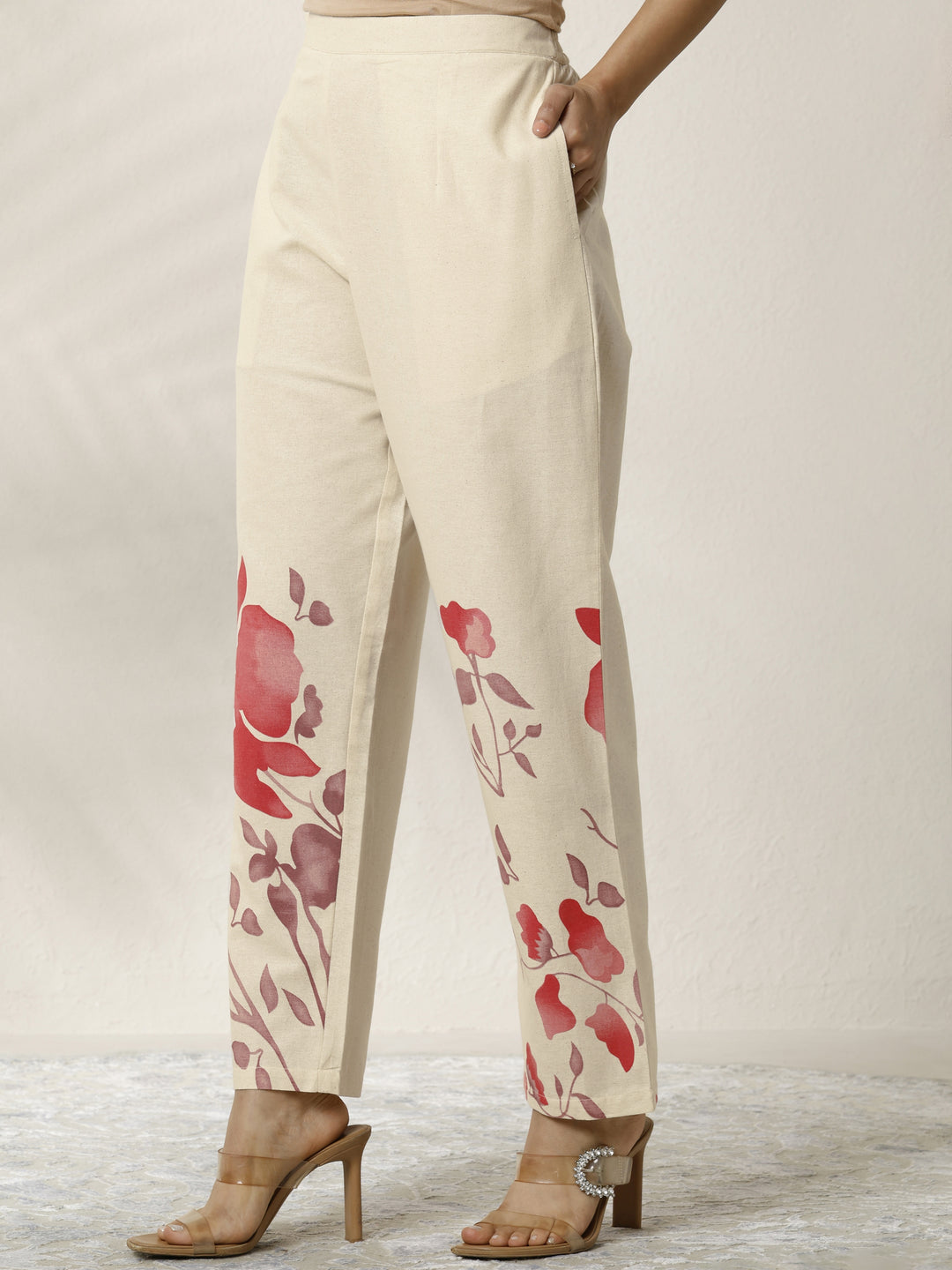  Off White Printed Cotton Blend Co-Ord Set 