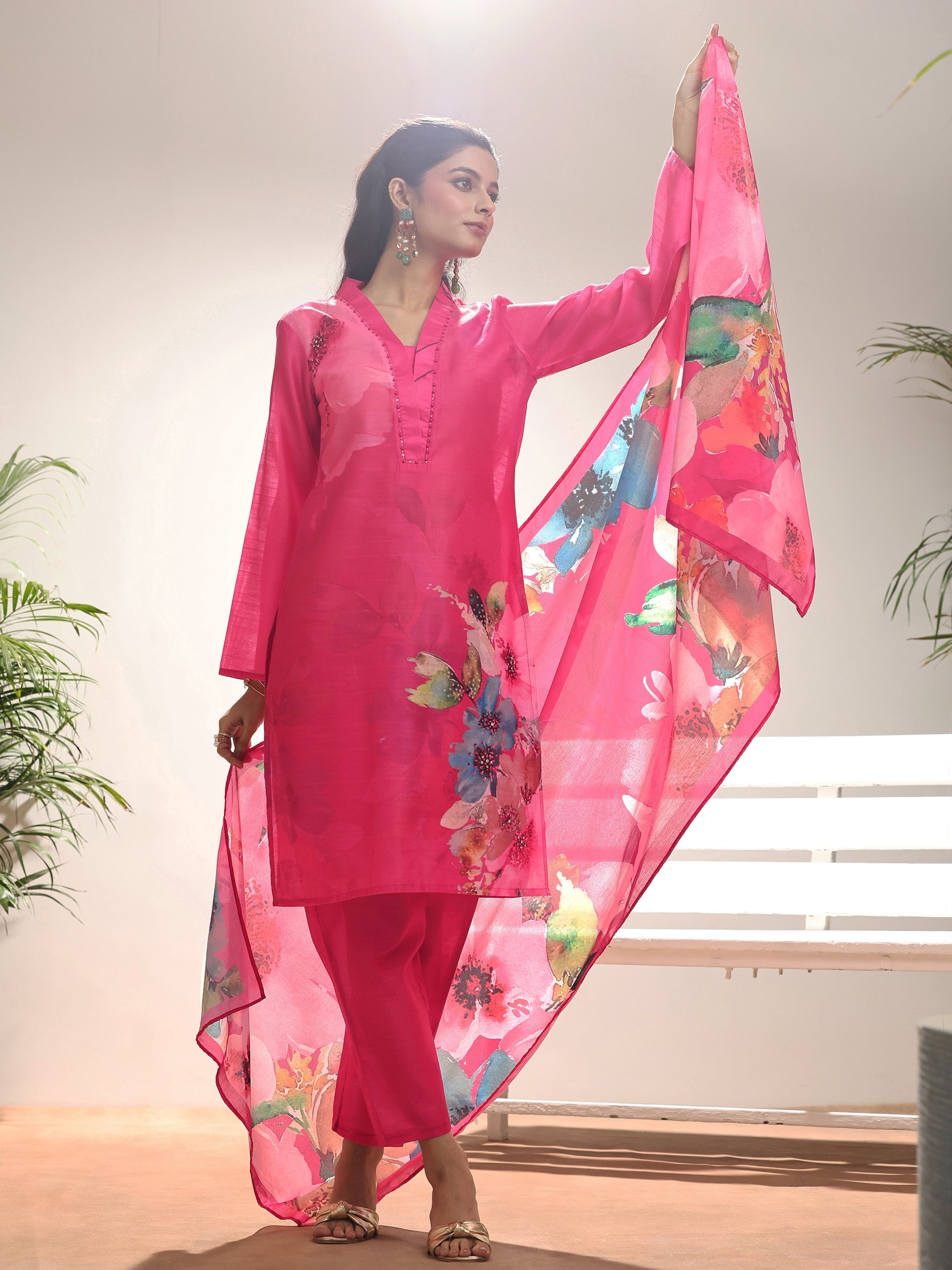 libas Red Printed Silk blend Straight Suit Set With Dupatta-picture-41