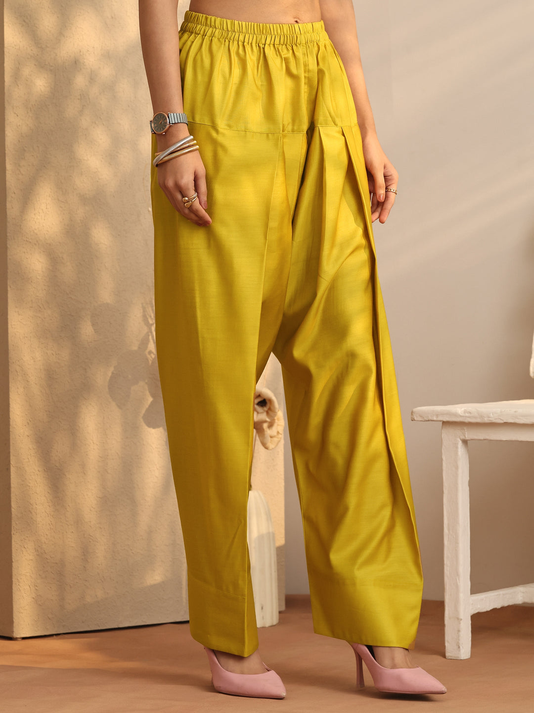  Mustard Embroidered Silk Blend Co-Ord Sets 
