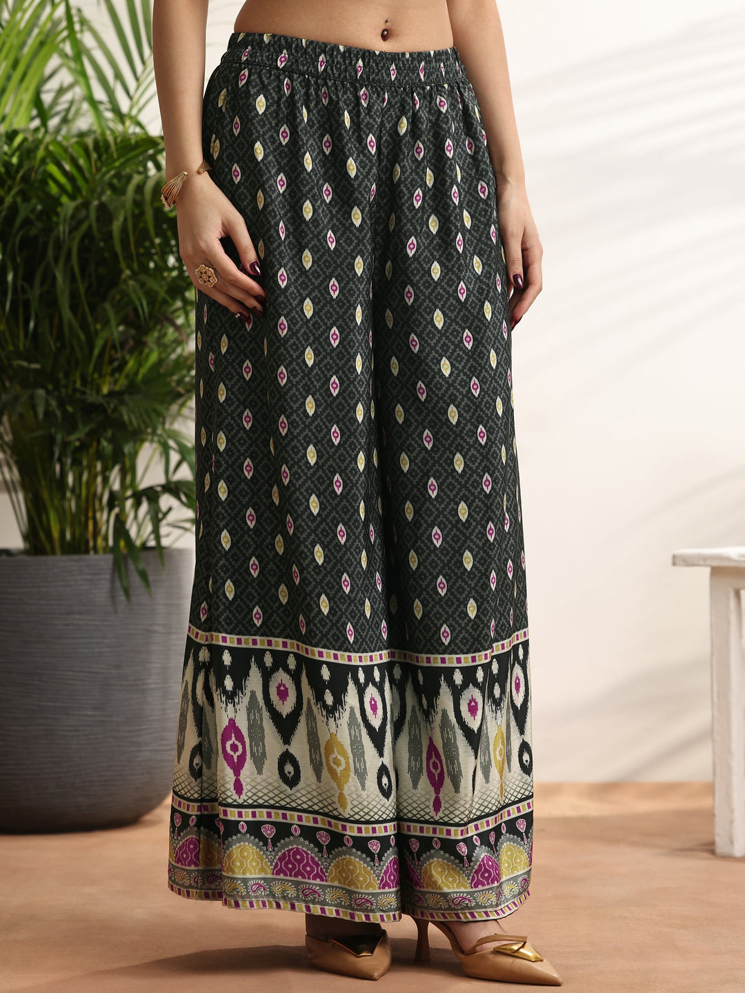  Black Printed Chinon Straight Suit Set With Dupatta 