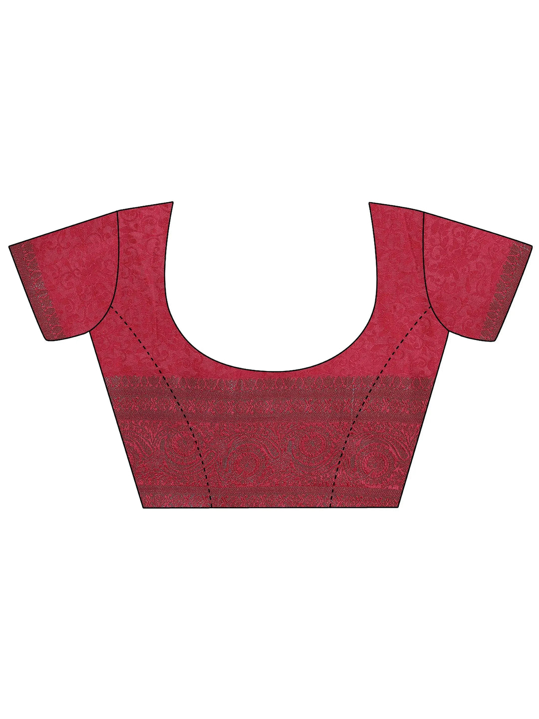  Libas Art Red Printed Satin Saree With Unstitched  Blouse Piece 