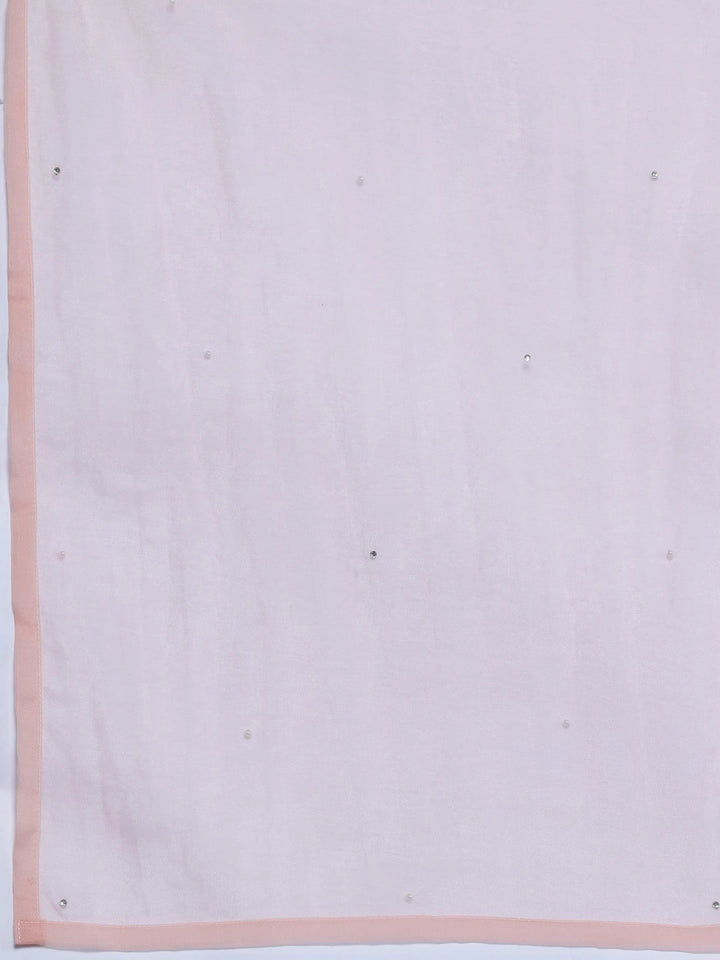 Peach Solid Silk Blend Straight Suit With Dupatta - Libas