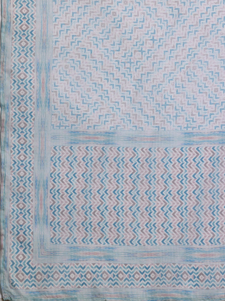 Blue Embroidered Cotton Blend Straight Suit With Dupatta - Libas