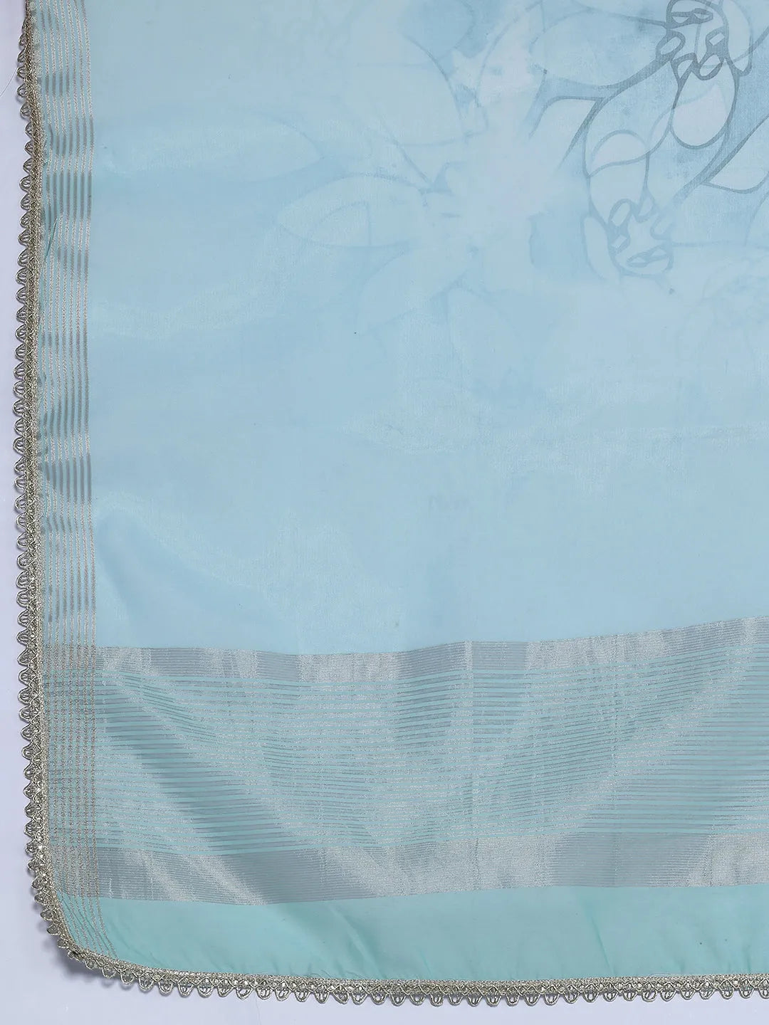  Turquoise Yoke Design Silk Blend Straight Suit With Dupatta 