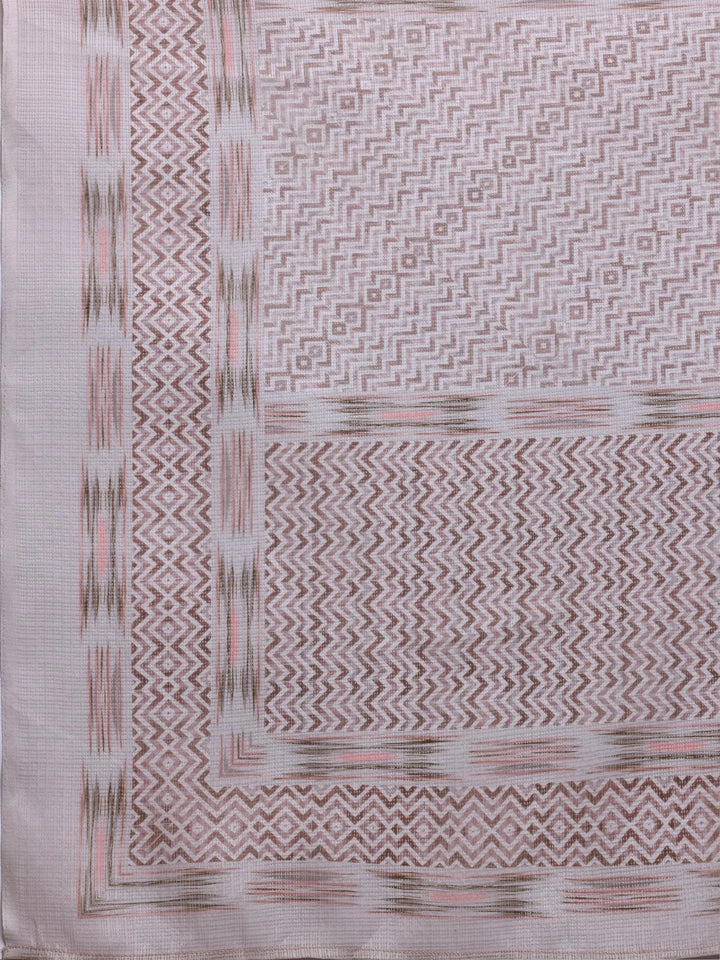 Grey Printed Cotton Straight Suit With Dupatta - Libas