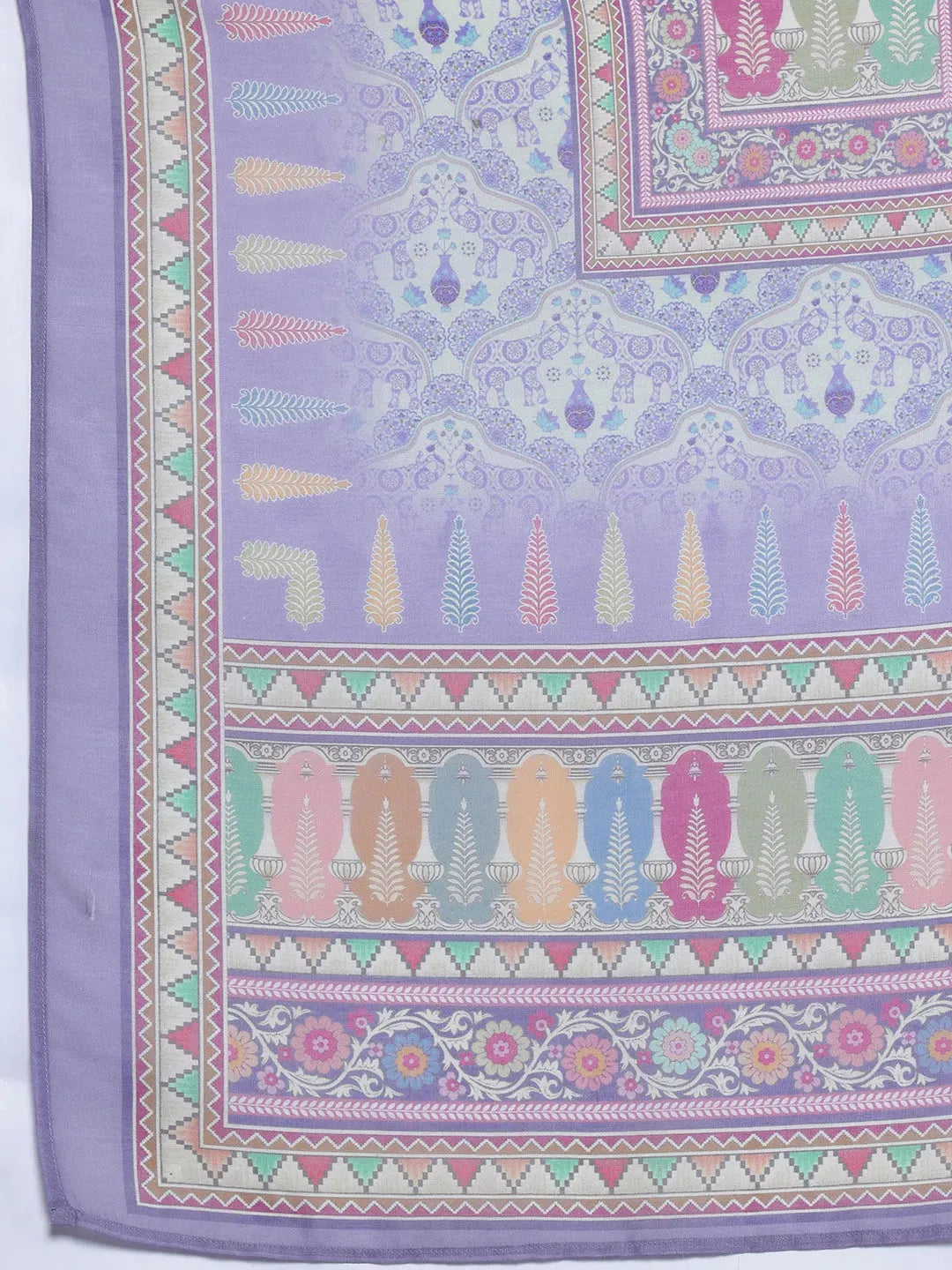  Purple Printed Poly Crepe Straight Suit With Dupatta 