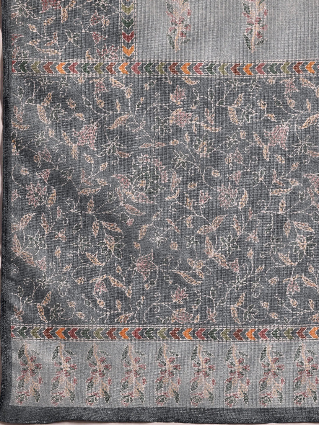Grey Yoke Design Cotton Straight Suit With Dupatta - Libas 