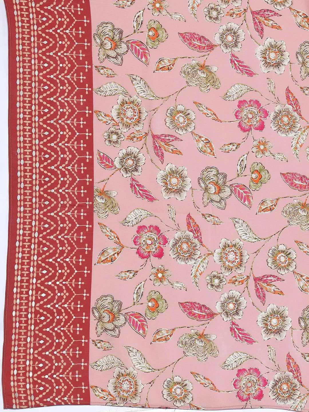  Maroon Printed Silk Blend Straight Suit With Dupatta 