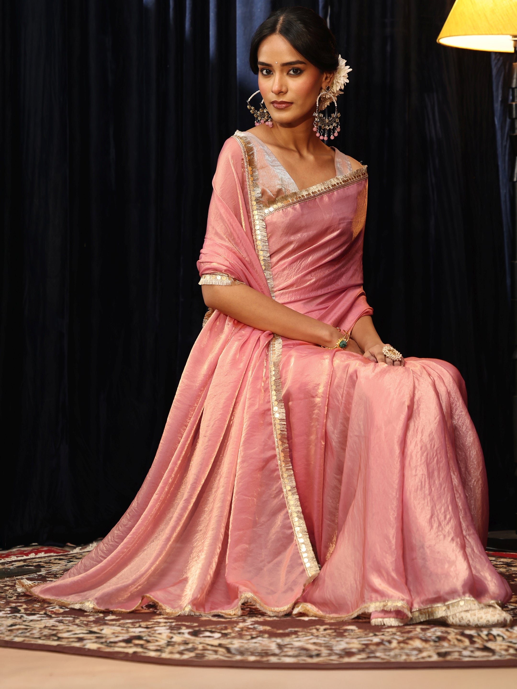 Baby Pink Silk Blend Saree-image-12