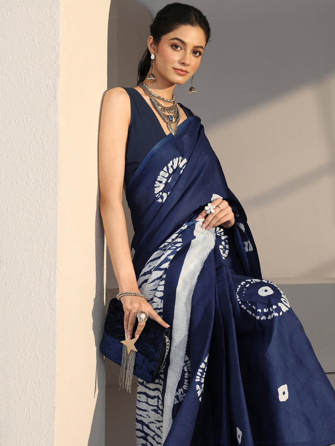  Indigo Shibori Print Cotton Saree 