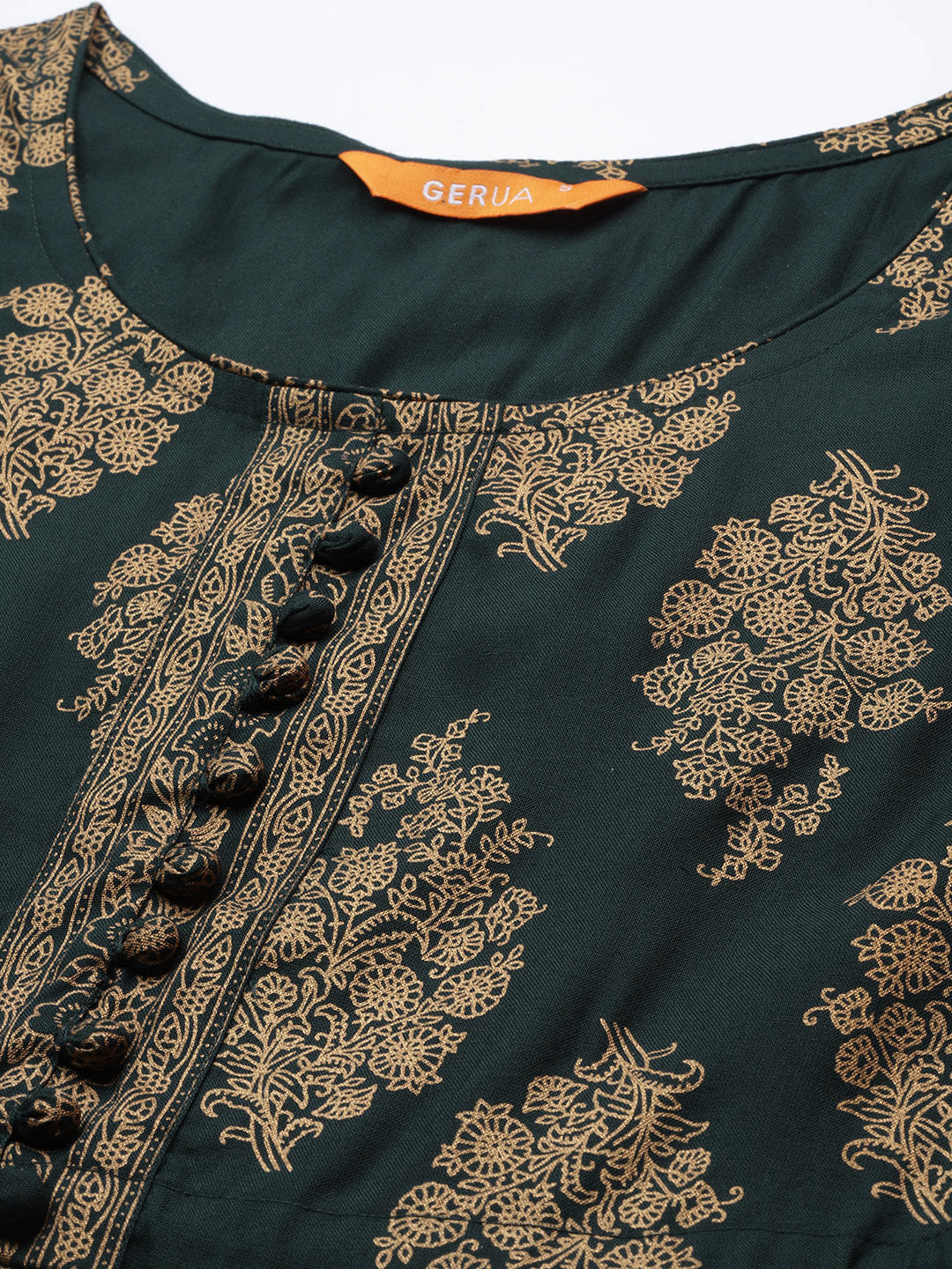  Green Printed Rayon Dress 